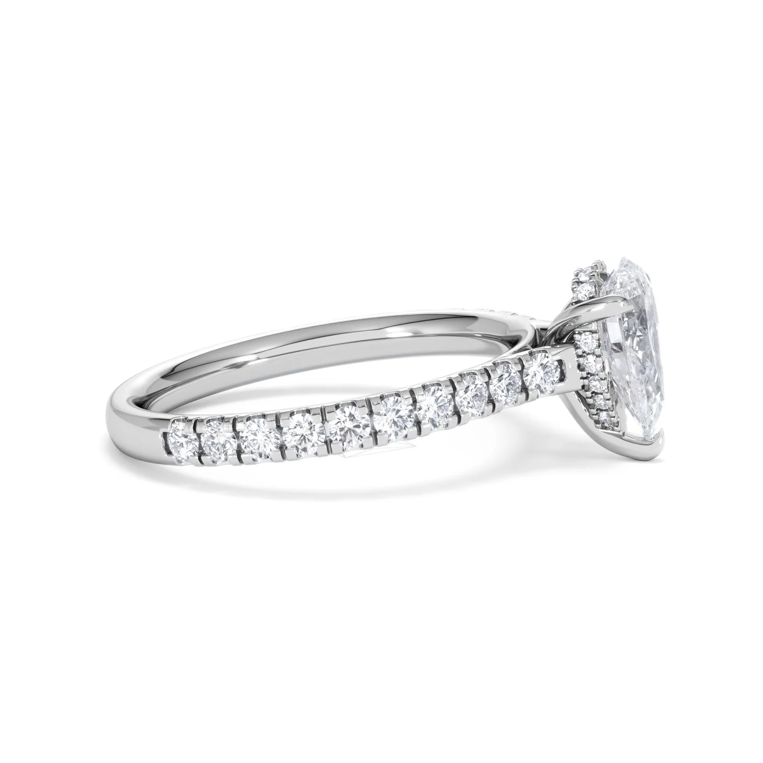 Amora Pear 1.47ct Hidden Halo Lab Diamond Engagement Ring With Side Stones Set in 18K Platinum - Image 25
