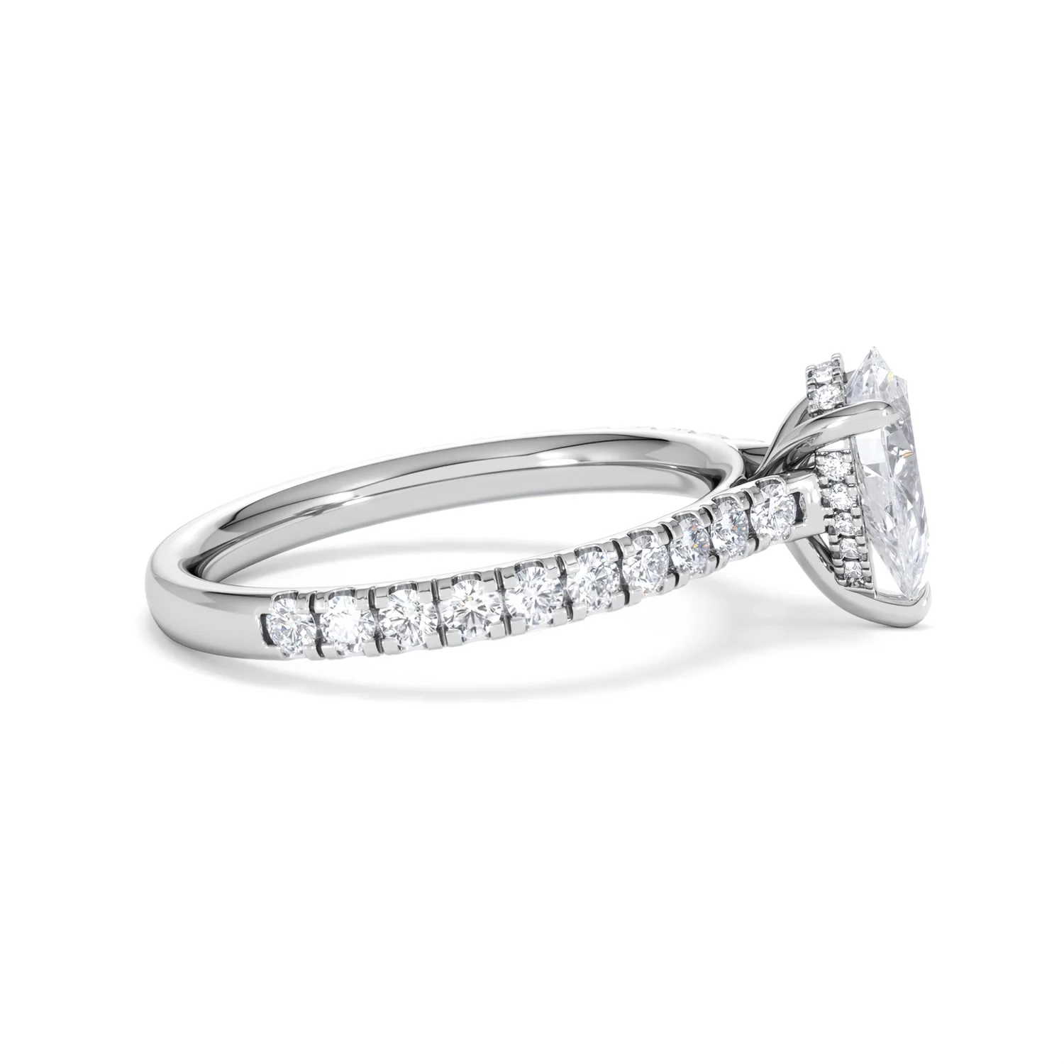 Amora Pear 1.47ct Hidden Halo Lab Diamond Engagement Ring With Side Stones Set in 18K Platinum - Image 27