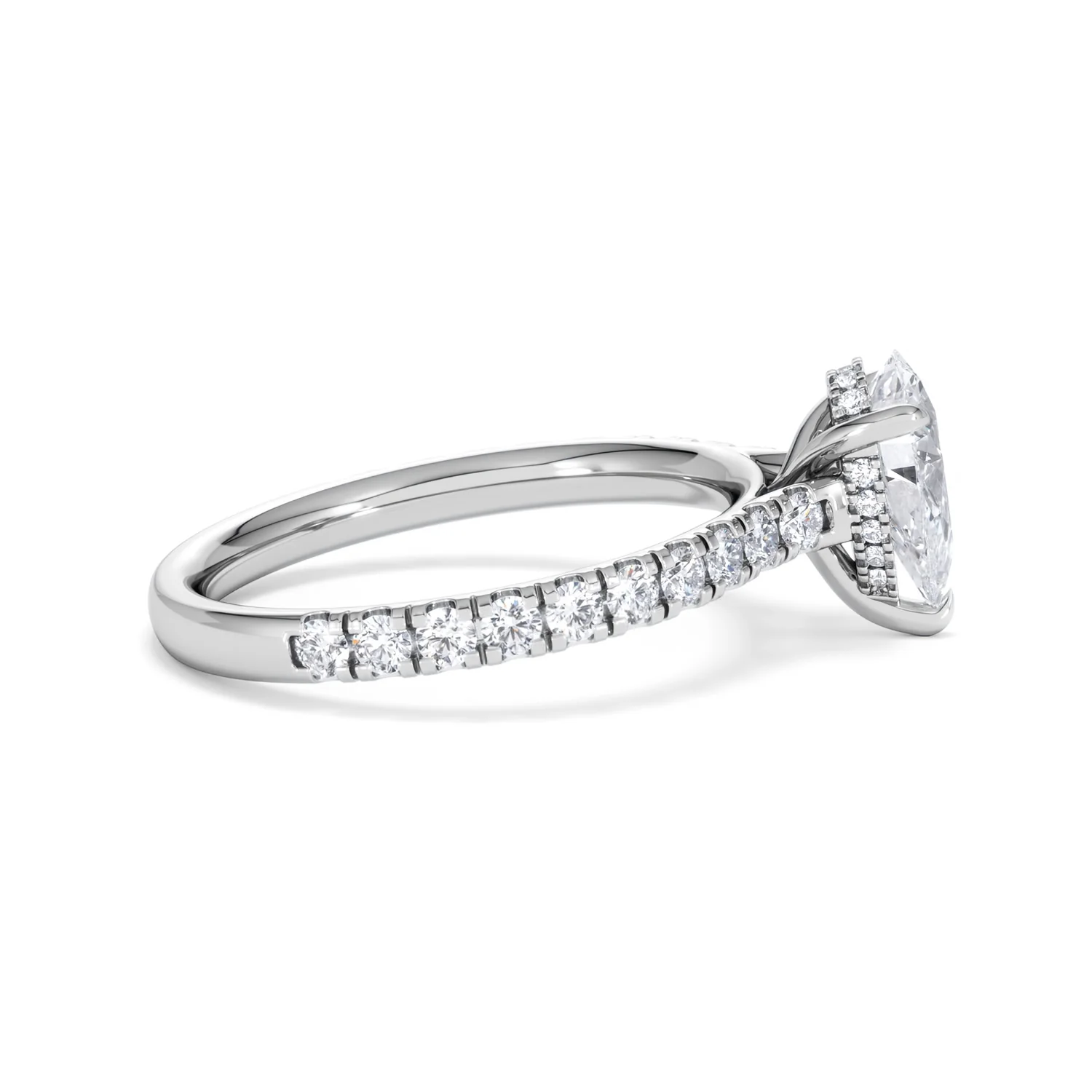 Amora Pear 1.47ct Hidden Halo Lab Diamond Engagement Ring With Side Stones Set in 18K Platinum - Image 28