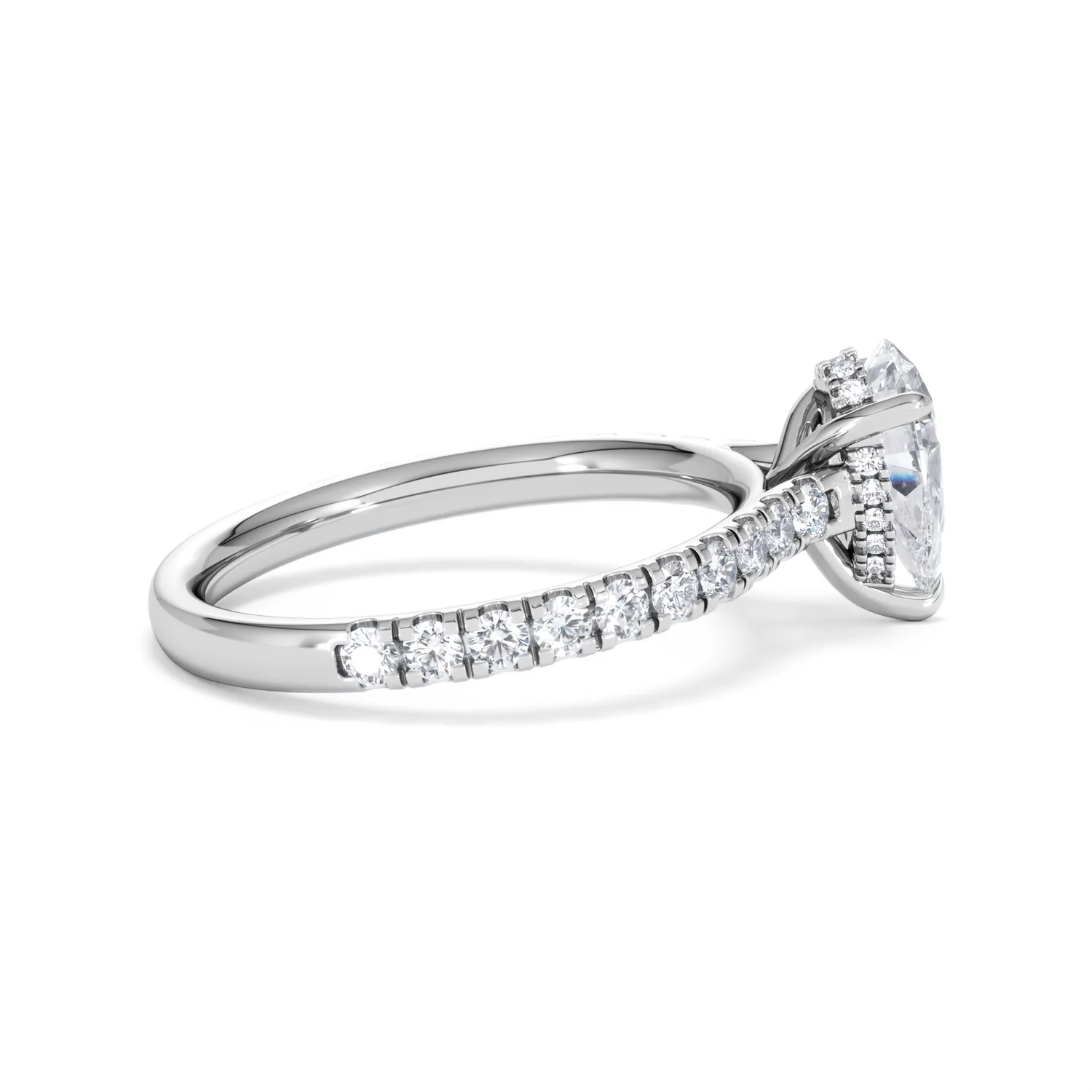 Amora Pear 1.47ct Hidden Halo Lab Diamond Engagement Ring With Side Stones Set in 18K Platinum - Image 30