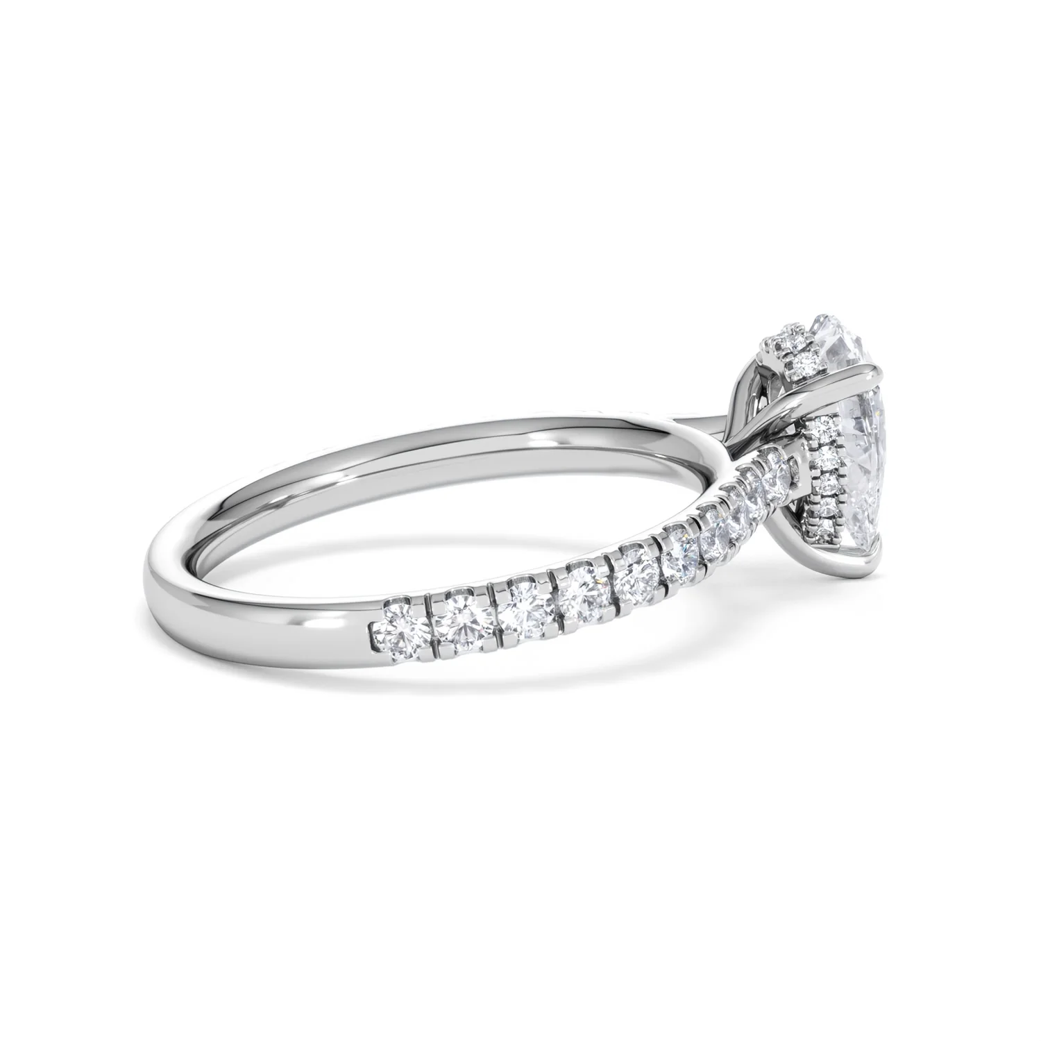 Amora Pear 1.47ct Hidden Halo Lab Diamond Engagement Ring With Side Stones Set in 18K Platinum - Image 32
