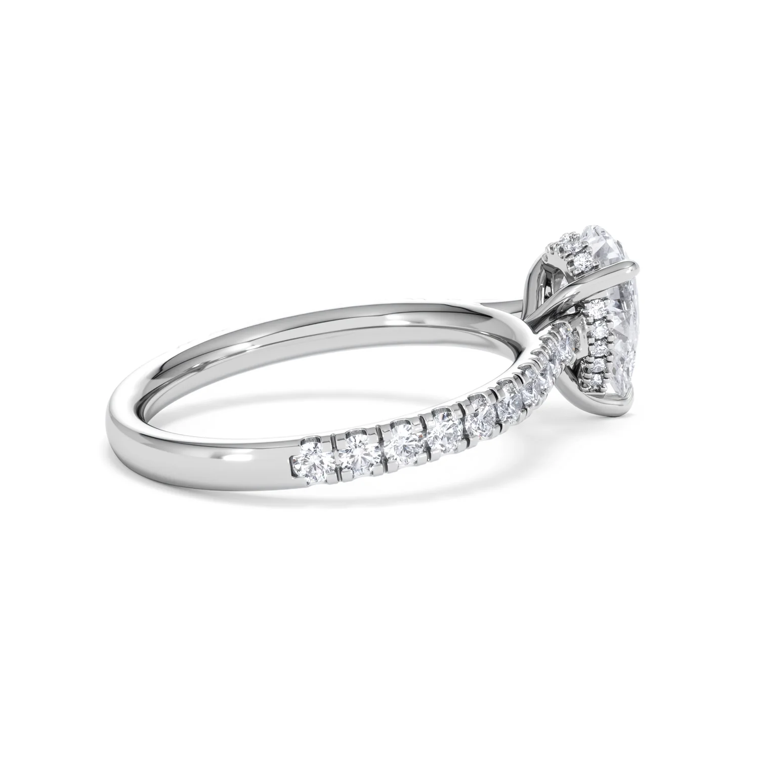 Amora Pear 1.47ct Hidden Halo Lab Diamond Engagement Ring With Side Stones Set in 18K Platinum - Image 33
