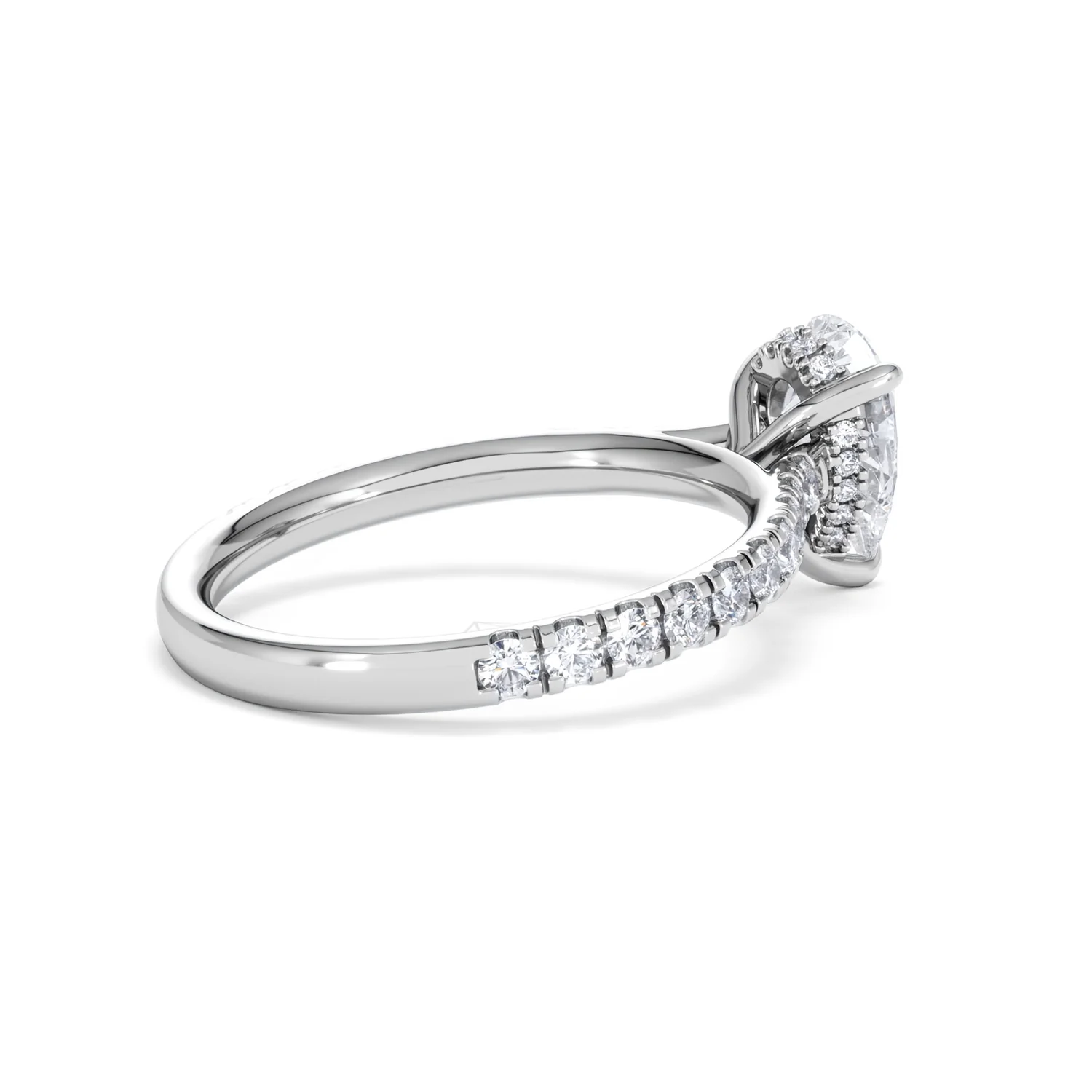 Amora Pear 1.47ct Hidden Halo Lab Diamond Engagement Ring With Side Stones Set in 18K Platinum - Image 35