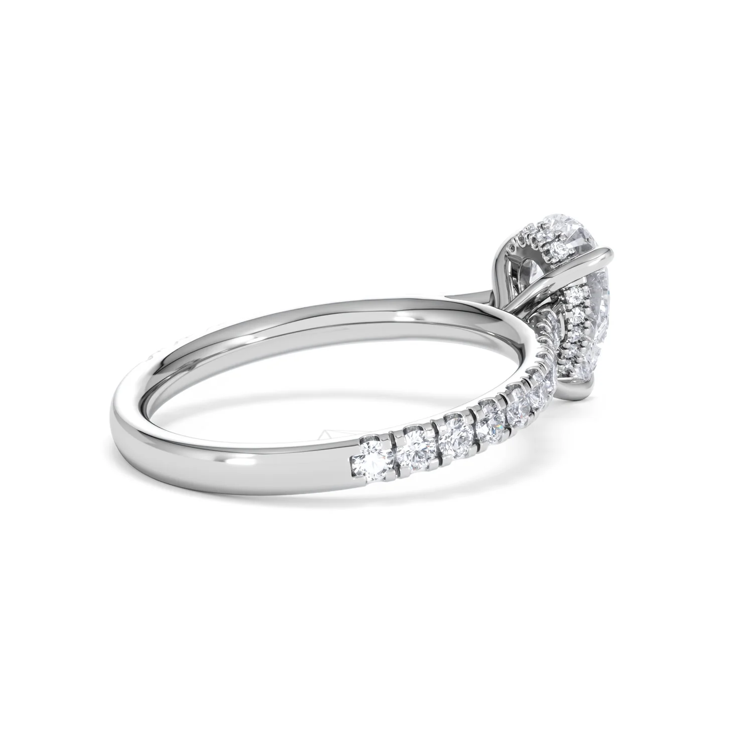 Amora Pear 1.47ct Hidden Halo Lab Diamond Engagement Ring With Side Stones Set in 18K Platinum - Image 36