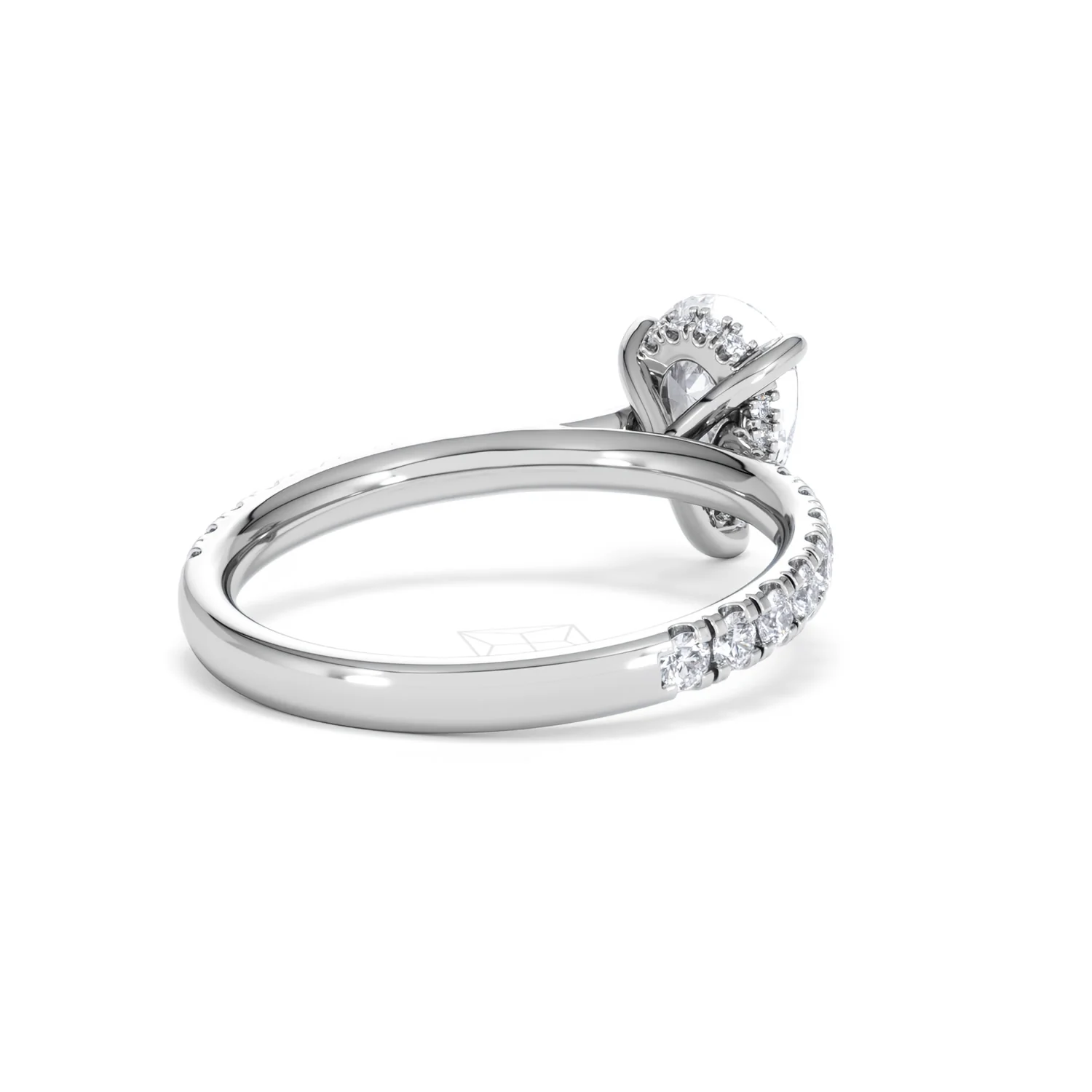 Amora Pear 1.47ct Hidden Halo Lab Diamond Engagement Ring With Side Stones Set in 18K Platinum - Image 41
