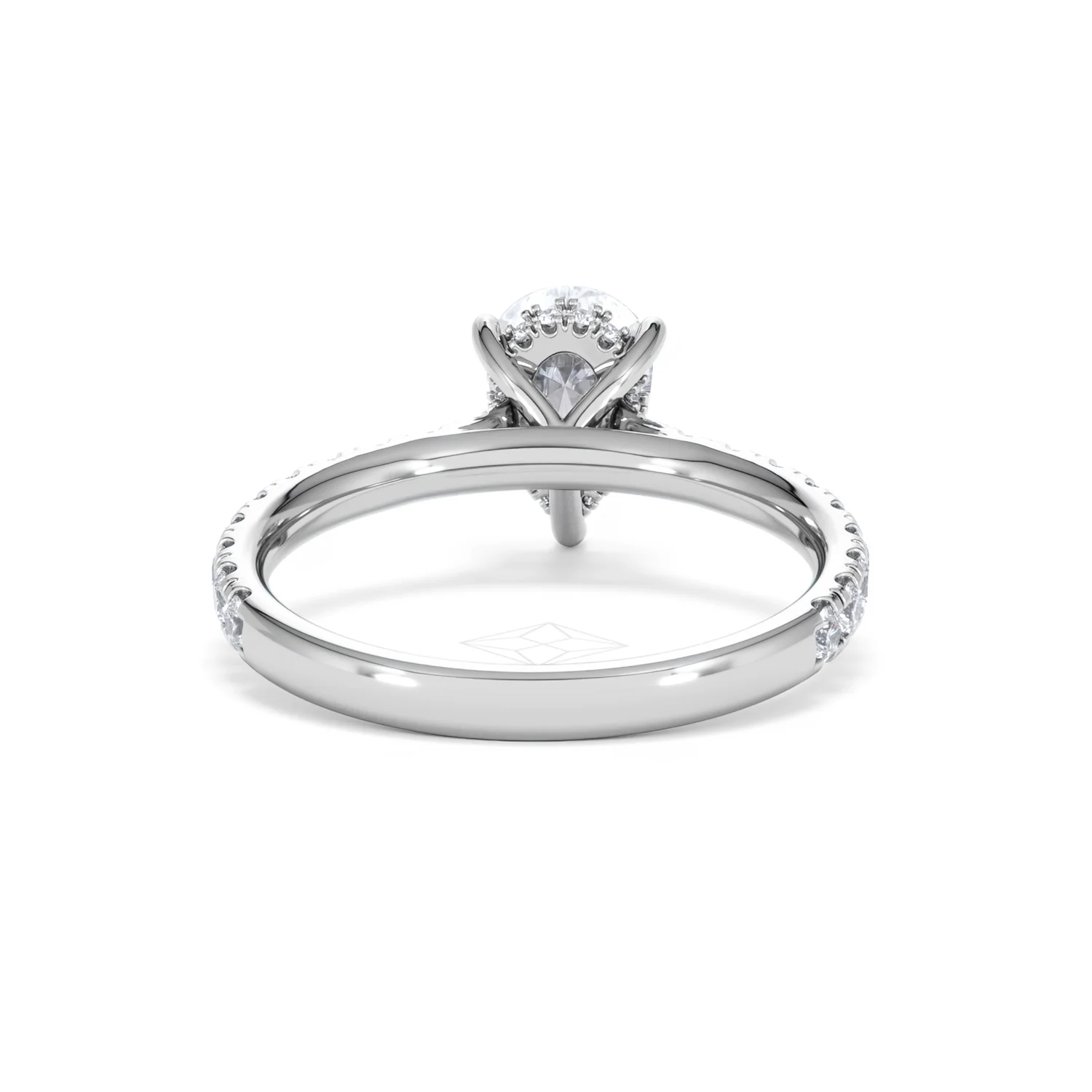 Amora Pear 1.47ct Hidden Halo Lab Diamond Engagement Ring With Side Stones Set in 18K Platinum - Image 47
