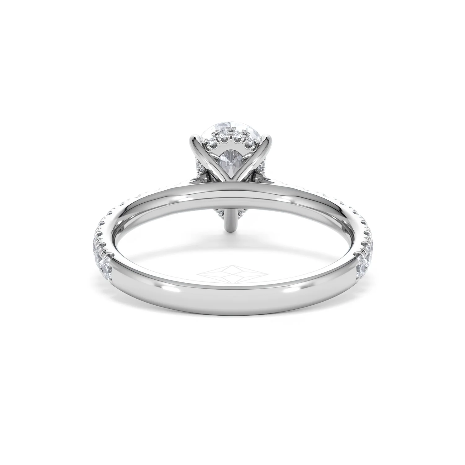 Amora Pear 1.47ct Hidden Halo Lab Diamond Engagement Ring With Side Stones Set in 18K Platinum - Image 48