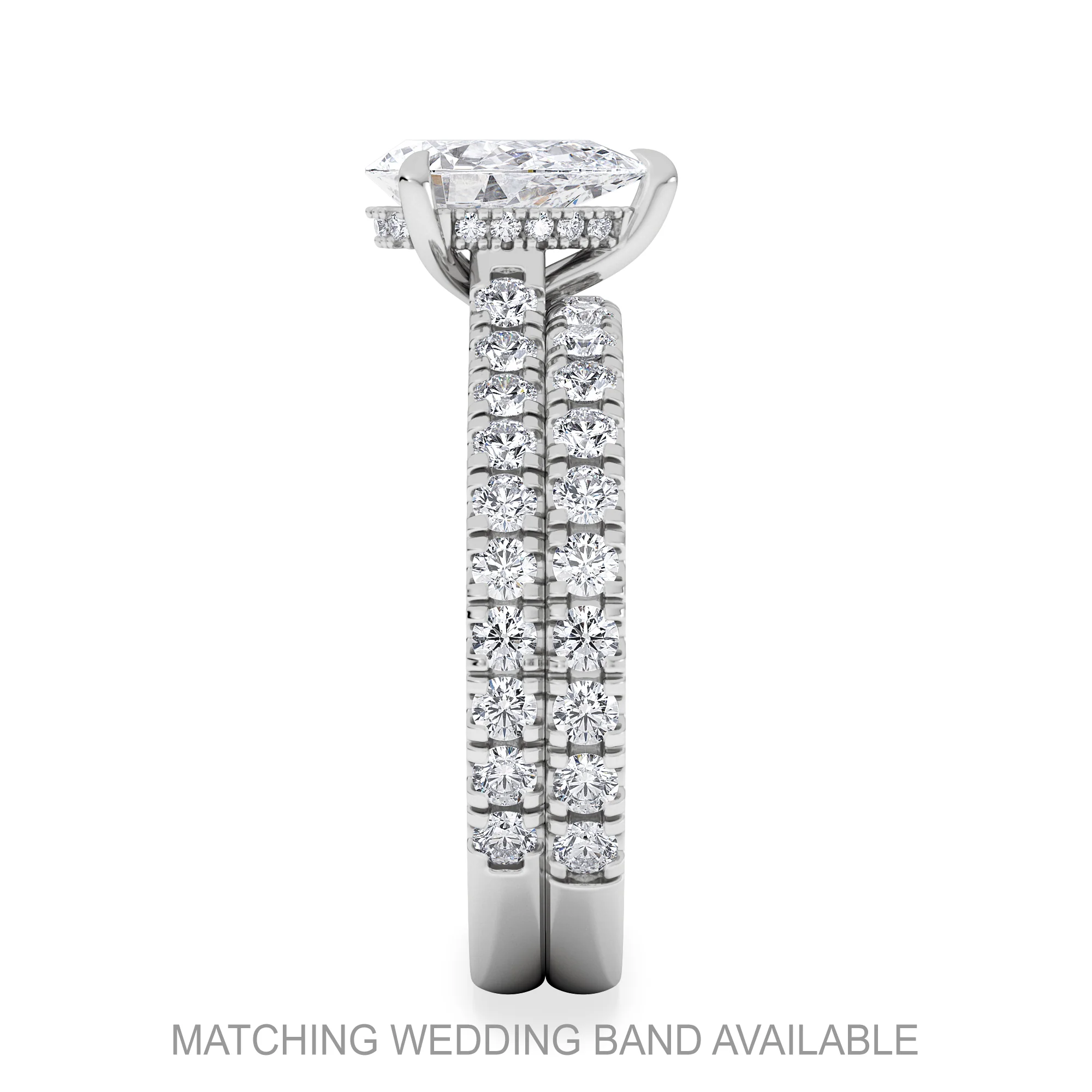 Amora Pear 1.47ct Hidden Halo Lab Diamond Engagement Ring With Side Stones Set in 18K Platinum - Image 5