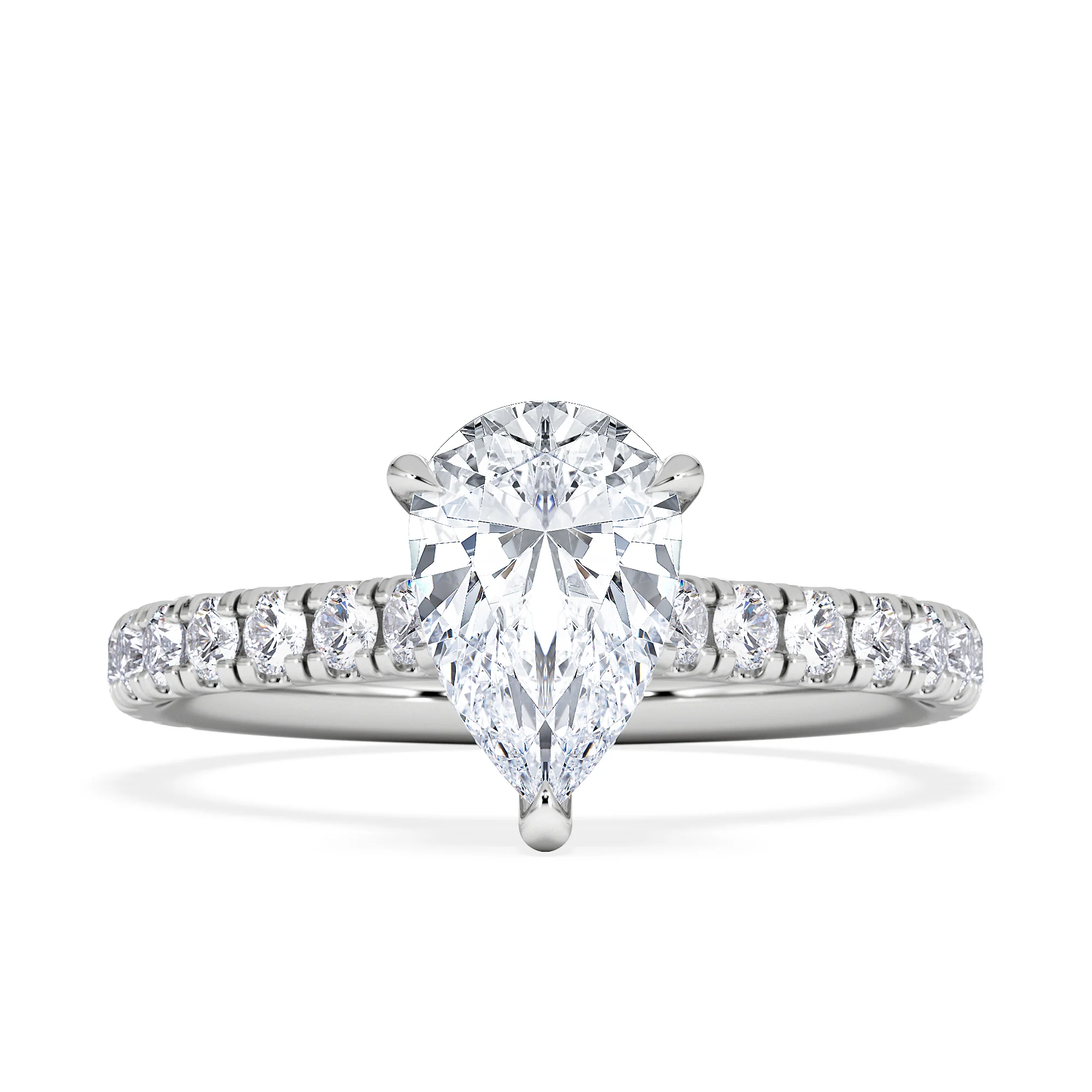 Amora Pear 1.47ct Hidden Halo Lab Diamond Engagement Ring With Side Stones Set in 18K Platinum - Image 6