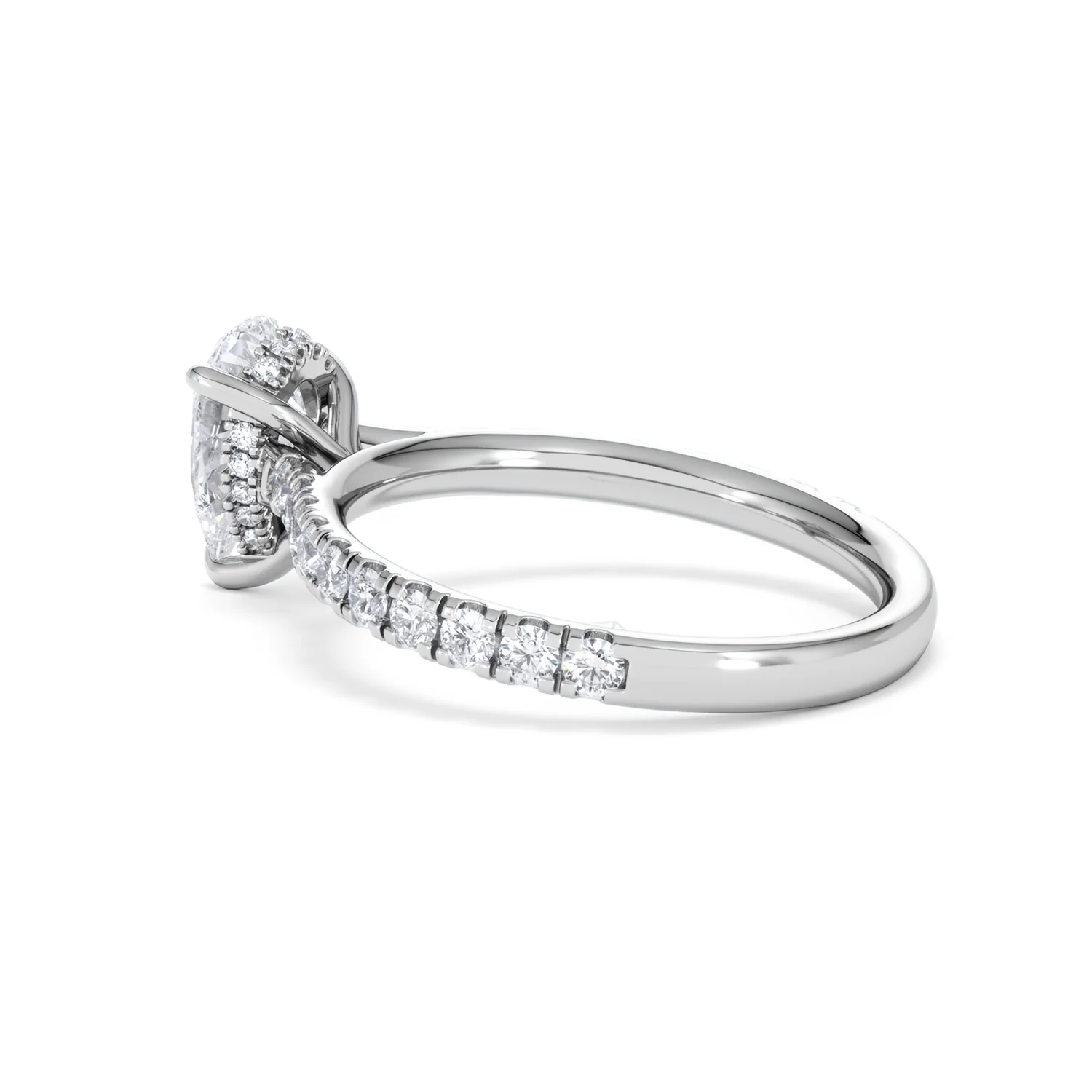 Amora Pear 1.47ct Hidden Halo Lab Diamond Engagement Ring With Side Stones Set in 18K Platinum - Image 61