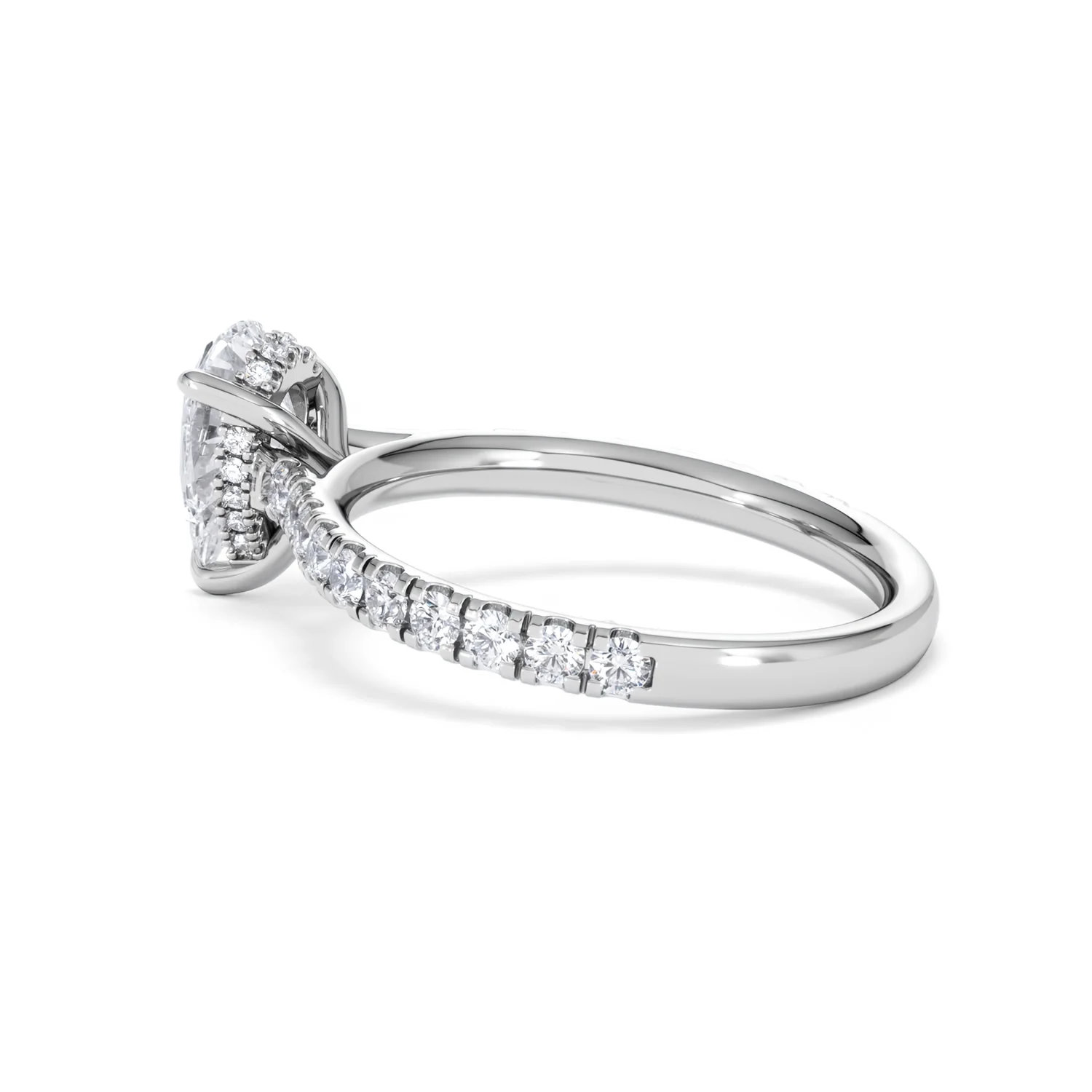 Amora Pear 1.47ct Hidden Halo Lab Diamond Engagement Ring With Side Stones Set in 18K Platinum - Image 62