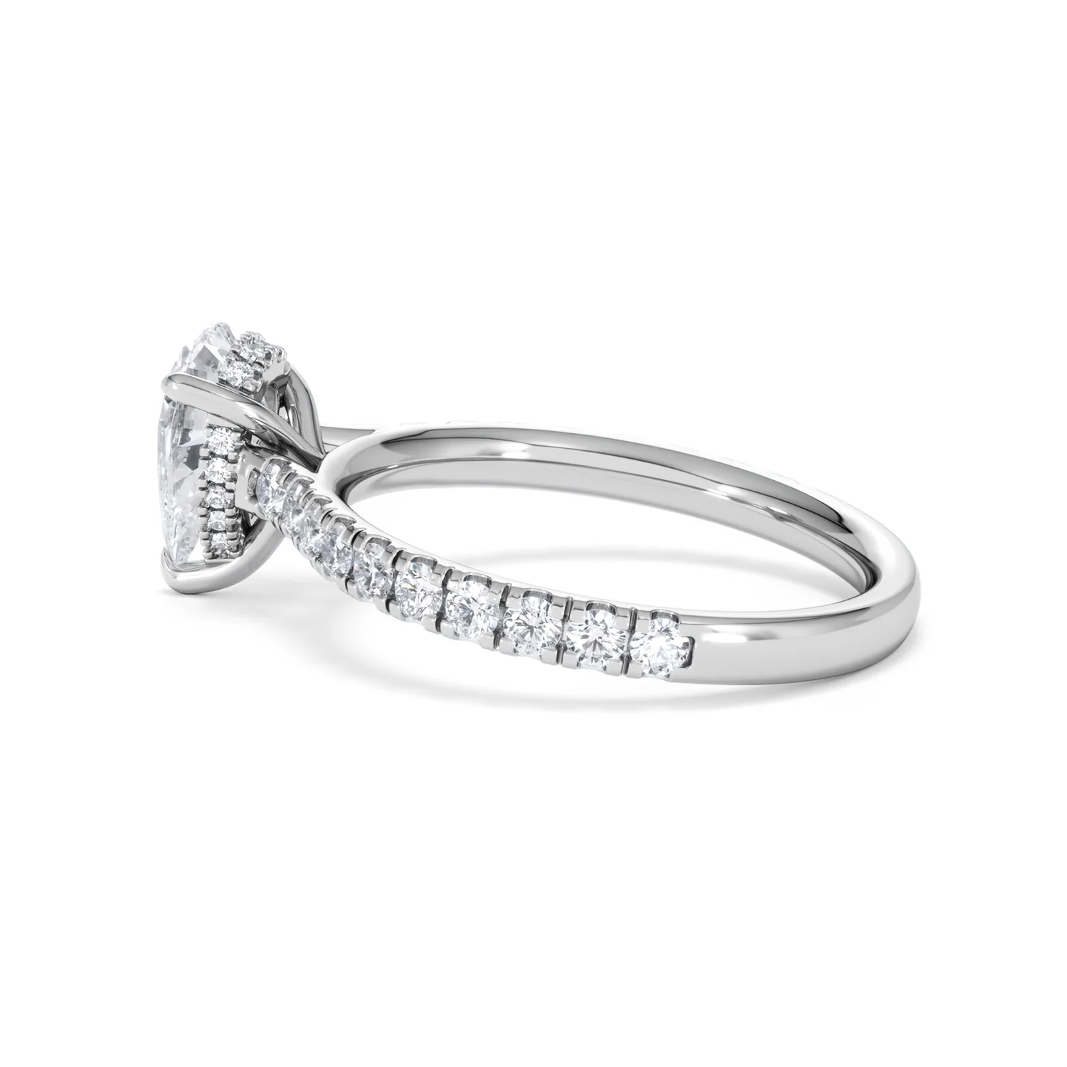Amora Pear 1.47ct Hidden Halo Lab Diamond Engagement Ring With Side Stones Set in 18K Platinum - Image 64