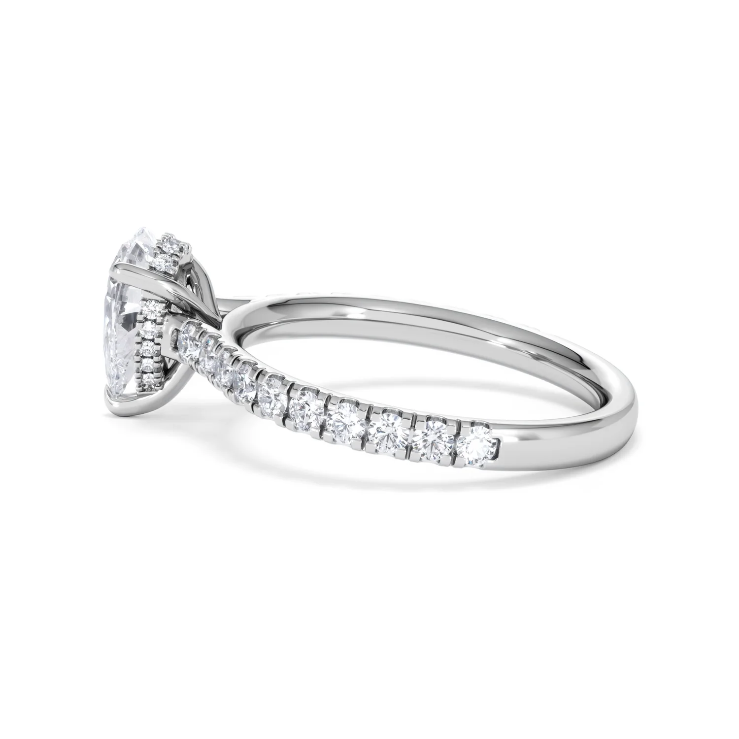 Amora Pear 1.47ct Hidden Halo Lab Diamond Engagement Ring With Side Stones Set in 18K Platinum - Image 65