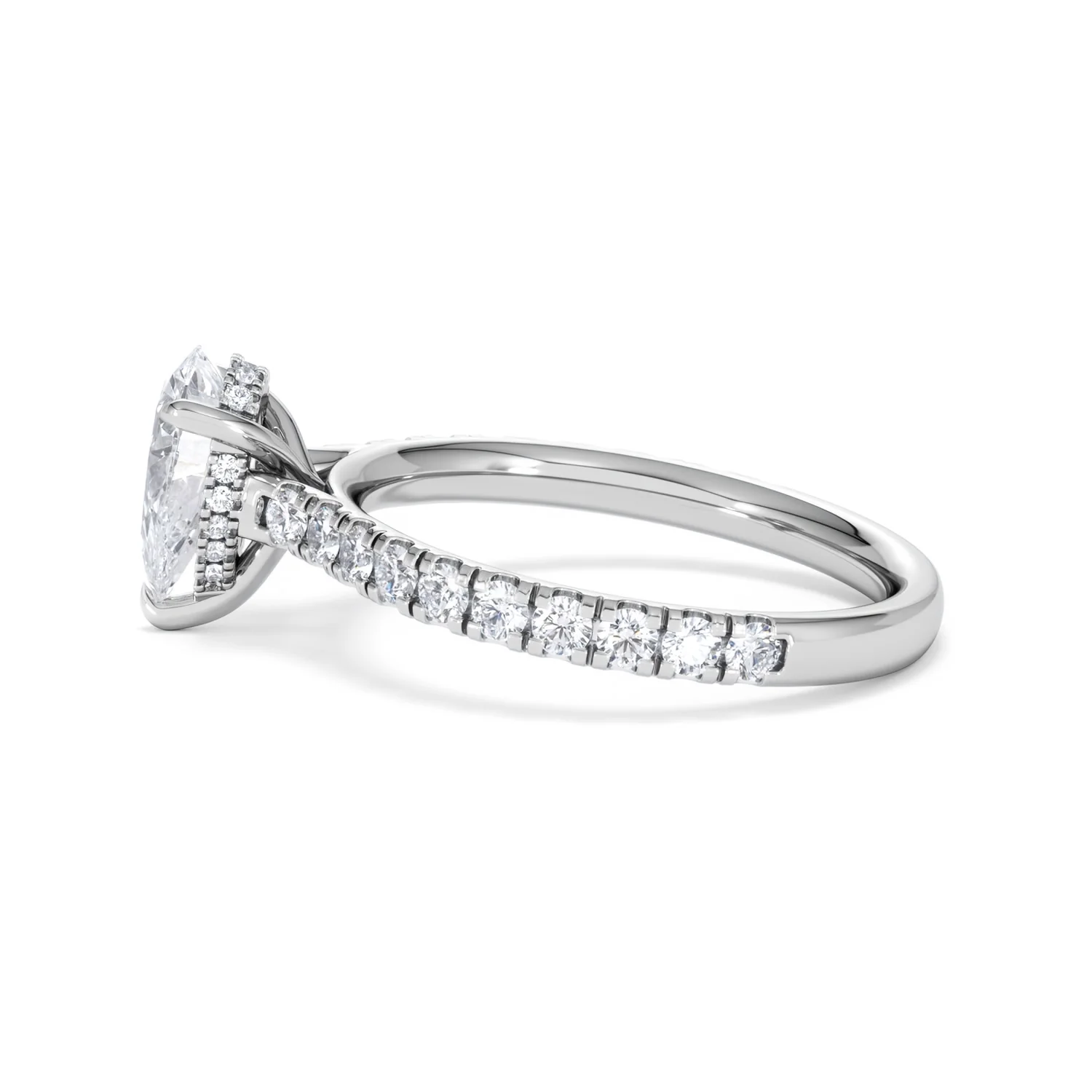 Amora Pear 1.47ct Hidden Halo Lab Diamond Engagement Ring With Side Stones Set in 18K Platinum - Image 67