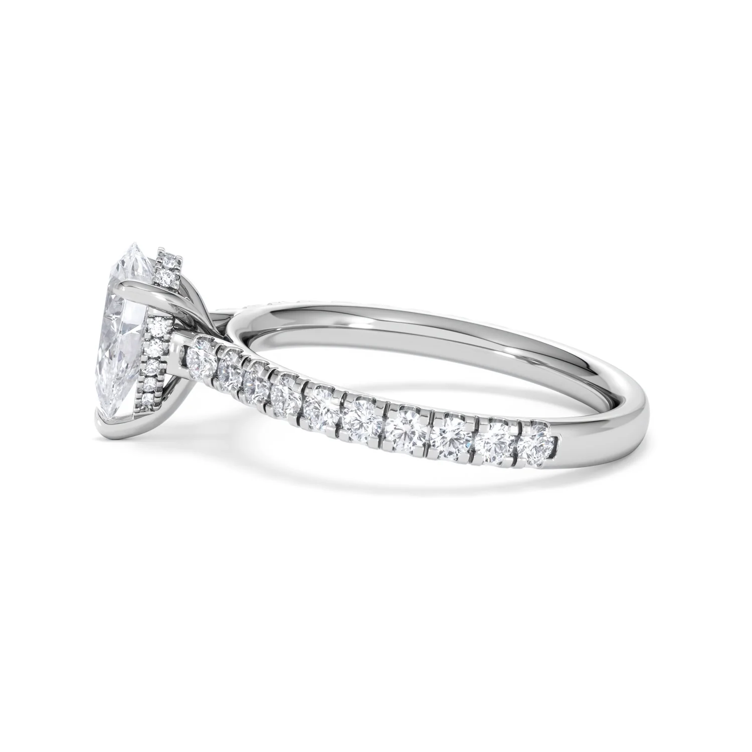 Amora Pear 1.47ct Hidden Halo Lab Diamond Engagement Ring With Side Stones Set in 18K Platinum - Image 68
