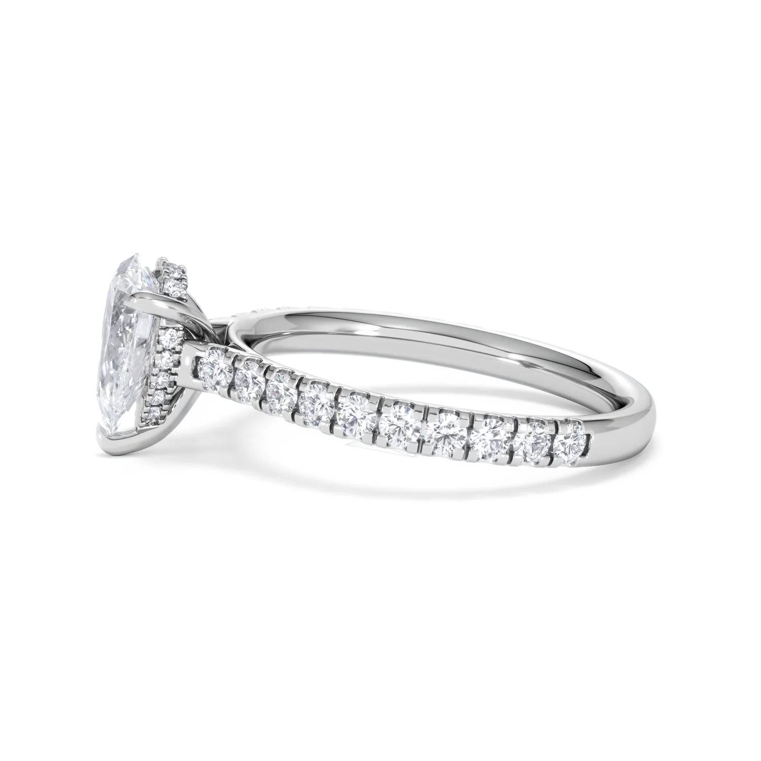 Amora Pear 1.47ct Hidden Halo Lab Diamond Engagement Ring With Side Stones Set in 18K Platinum - Image 70