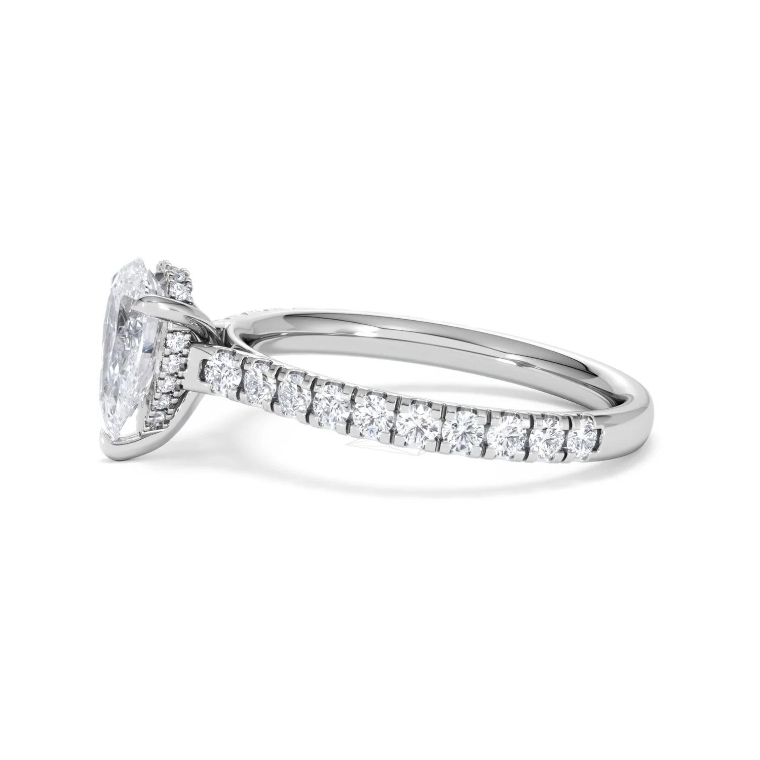 Amora Pear 1.47ct Hidden Halo Lab Diamond Engagement Ring With Side Stones Set in 18K Platinum - Image 71