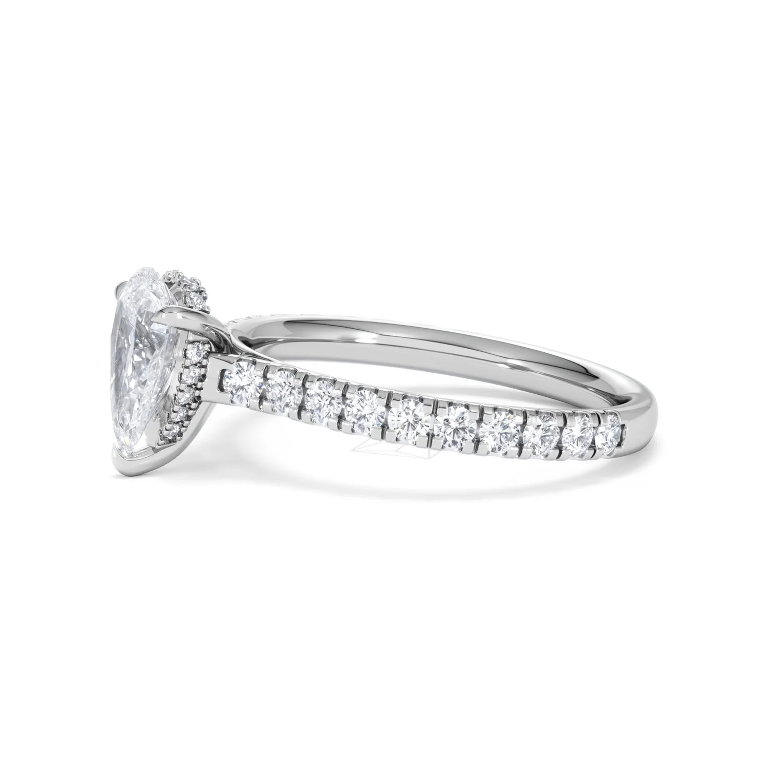 Amora Pear 1.47ct Hidden Halo Lab Diamond Engagement Ring With Side Stones Set in 18K Platinum - Image 73