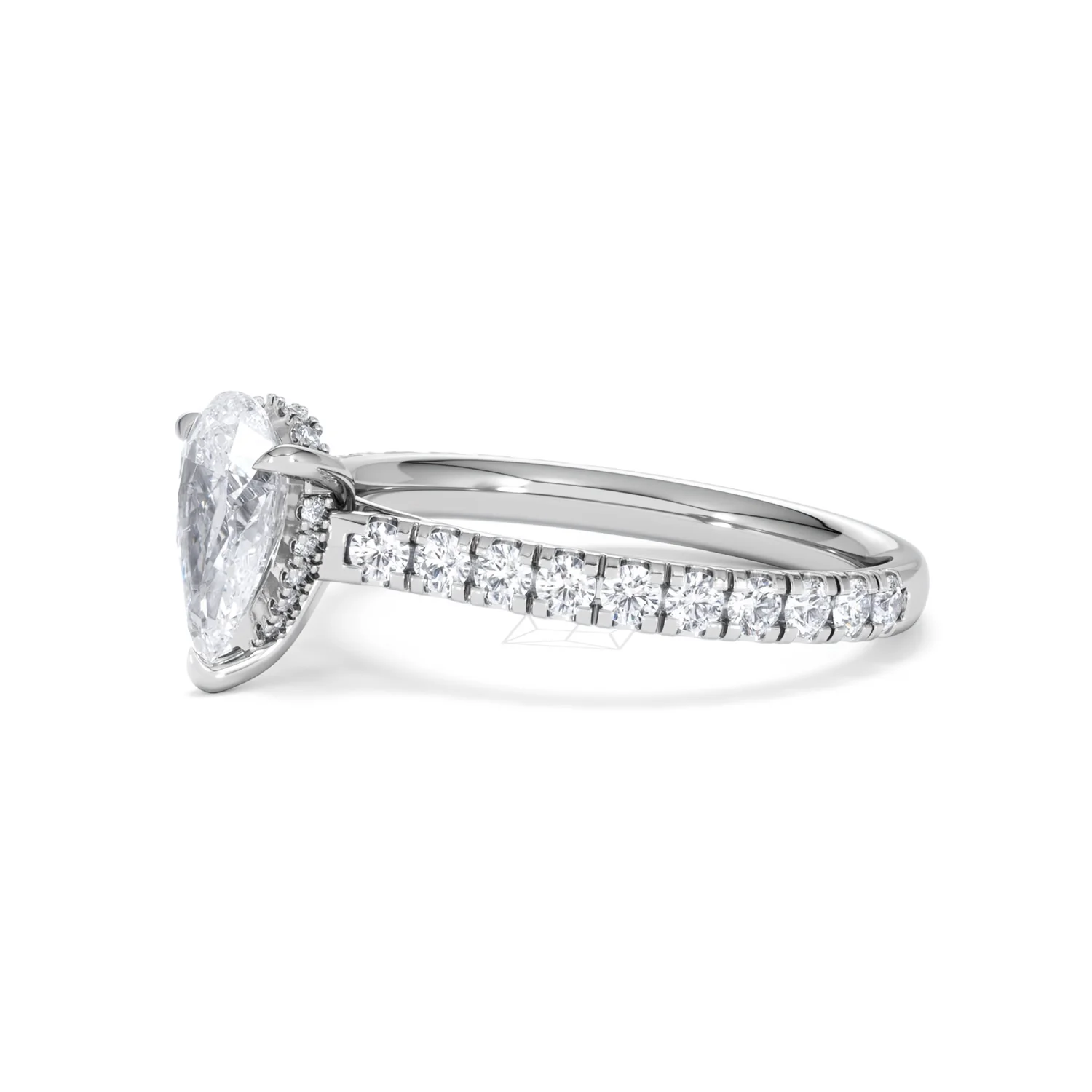 Amora Pear 1.47ct Hidden Halo Lab Diamond Engagement Ring With Side Stones Set in 18K Platinum - Image 75