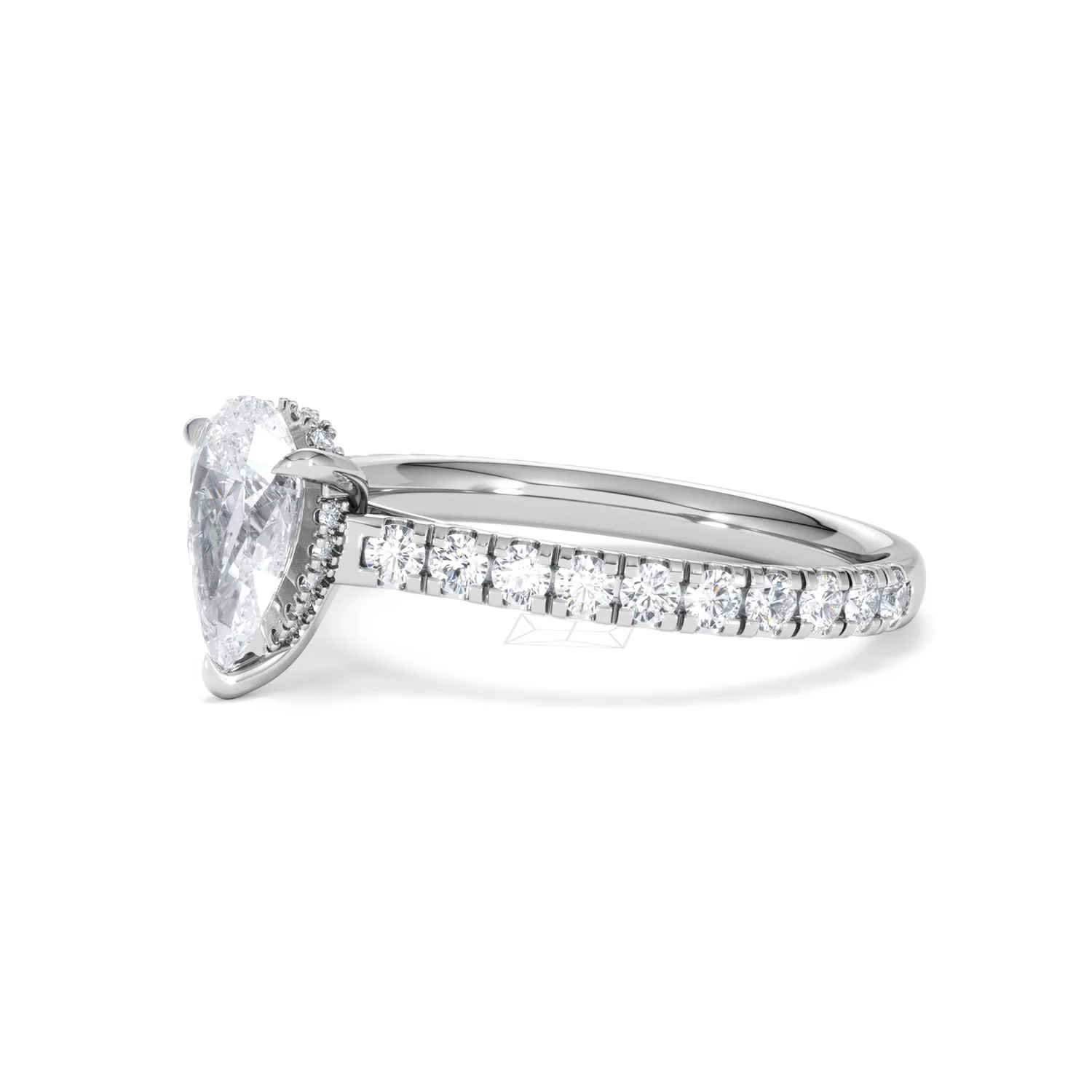 Amora Pear 1.47ct Hidden Halo Lab Diamond Engagement Ring With Side Stones Set in 18K Platinum - Image 76