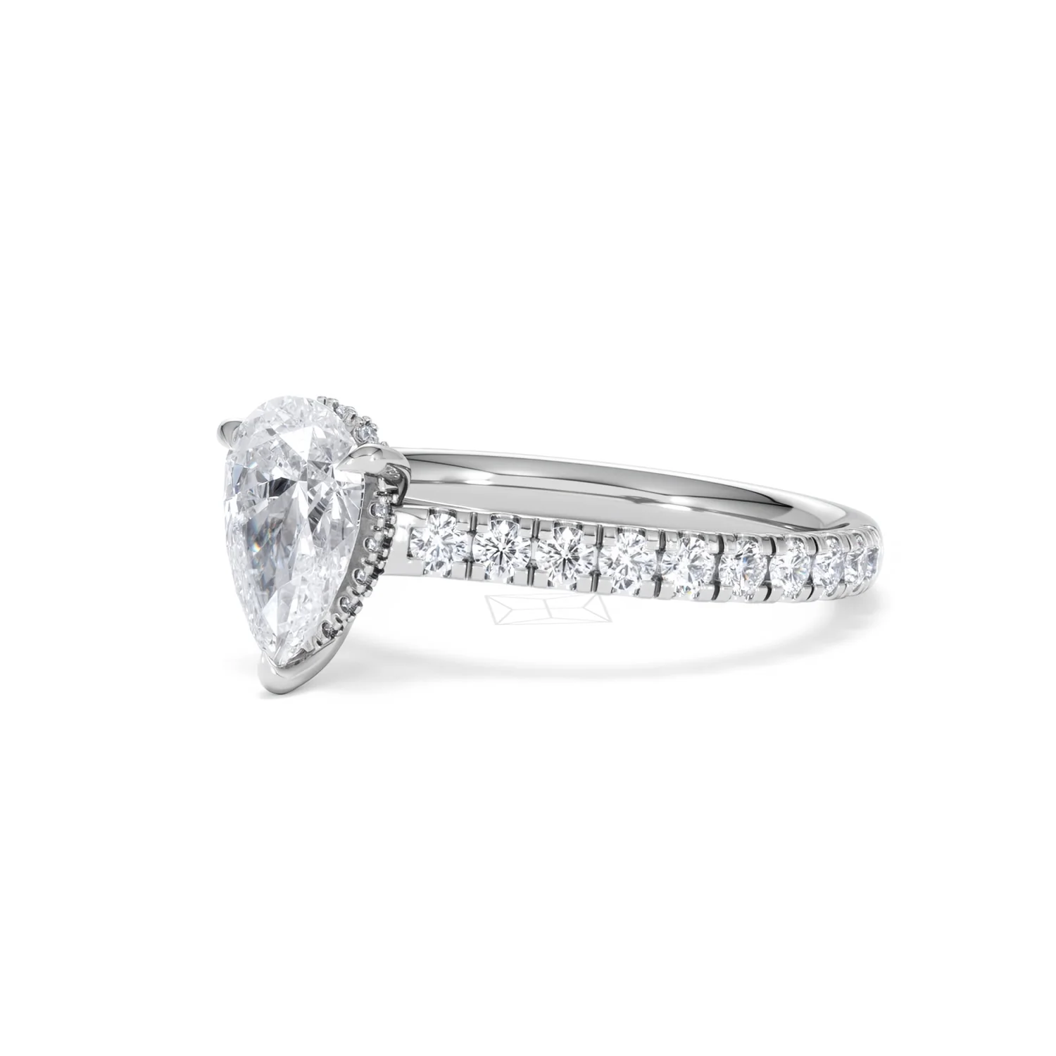 Amora Pear 1.47ct Hidden Halo Lab Diamond Engagement Ring With Side Stones Set in 18K Platinum - Image 79