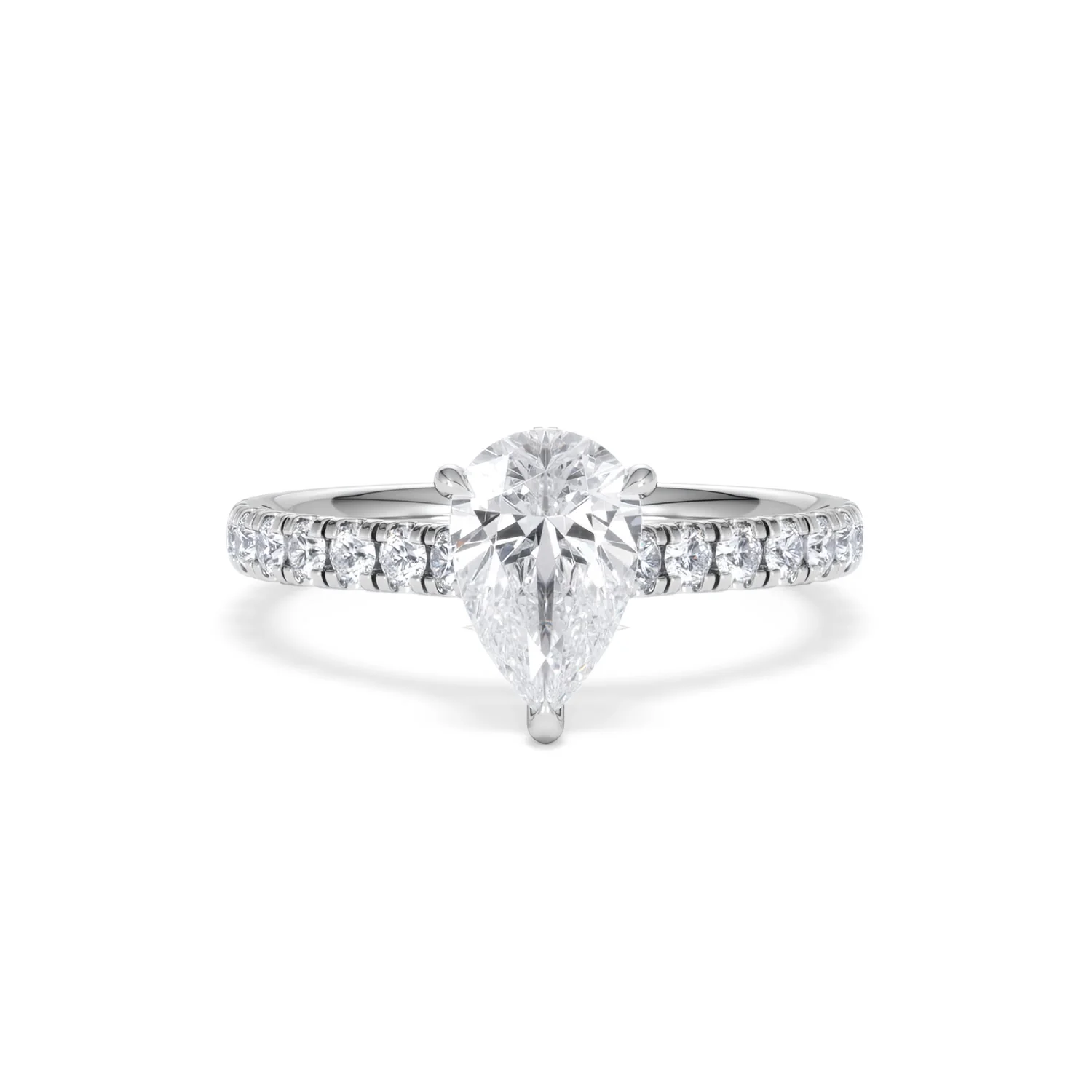 Amora Pear 1.47ct Hidden Halo Lab Diamond Engagement Ring With Side Stones Set in 18K Platinum - Image 8