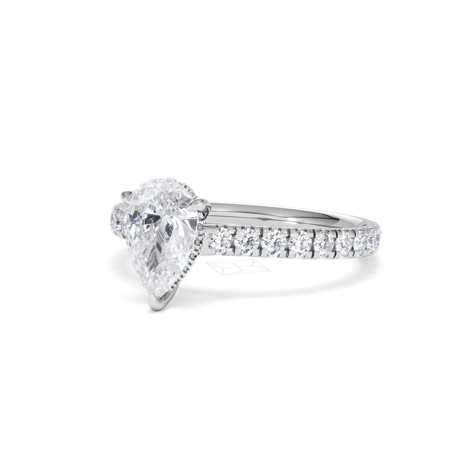 Amora Pear 1.47ct Hidden Halo Lab Diamond Engagement Ring With Side Stones Set in 18K Platinum - Image 82