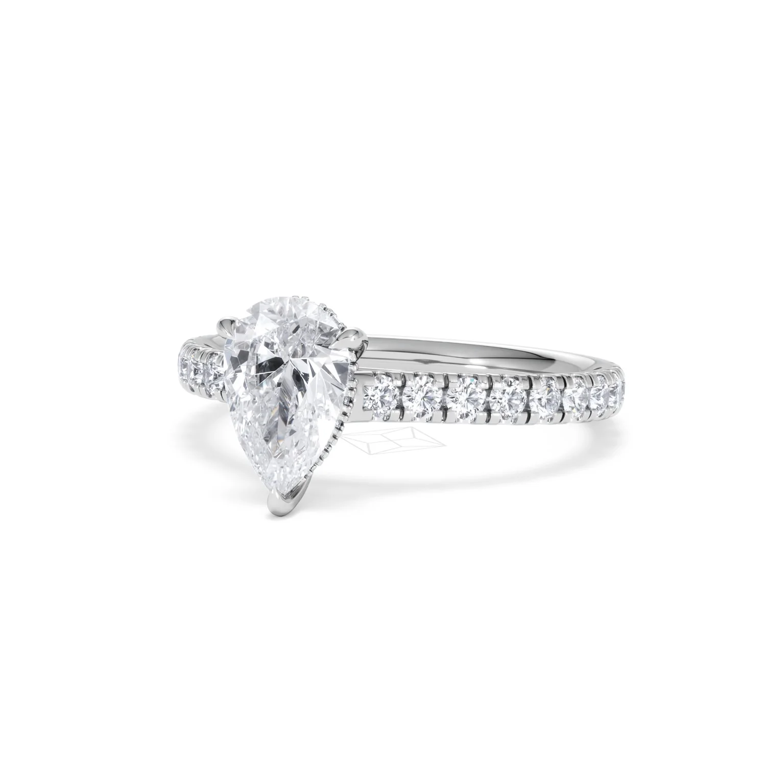 Amora Pear 1.47ct Hidden Halo Lab Diamond Engagement Ring With Side Stones Set in 18K Platinum - Image 83
