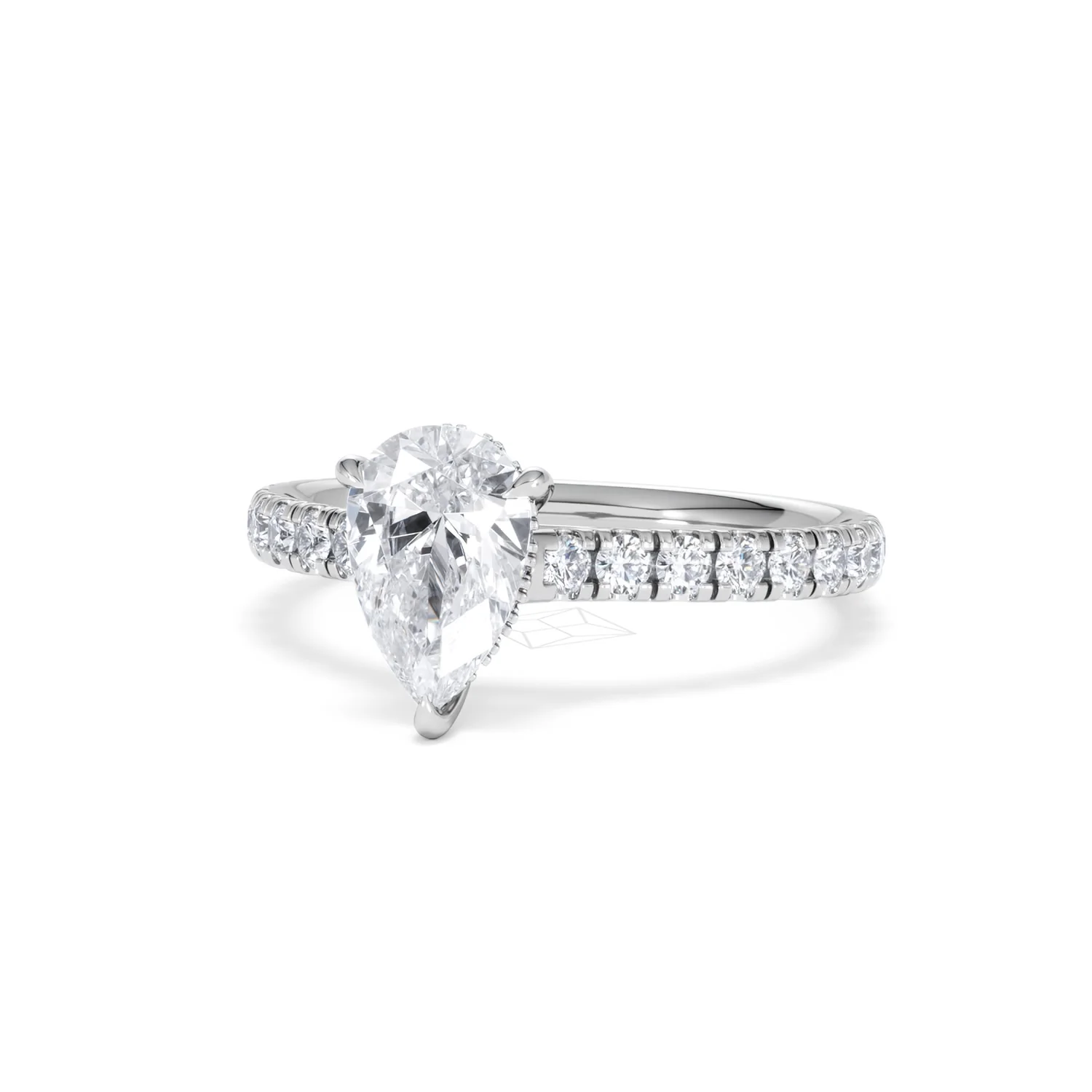 Amora Pear 1.47ct Hidden Halo Lab Diamond Engagement Ring With Side Stones Set in 18K Platinum - Image 84
