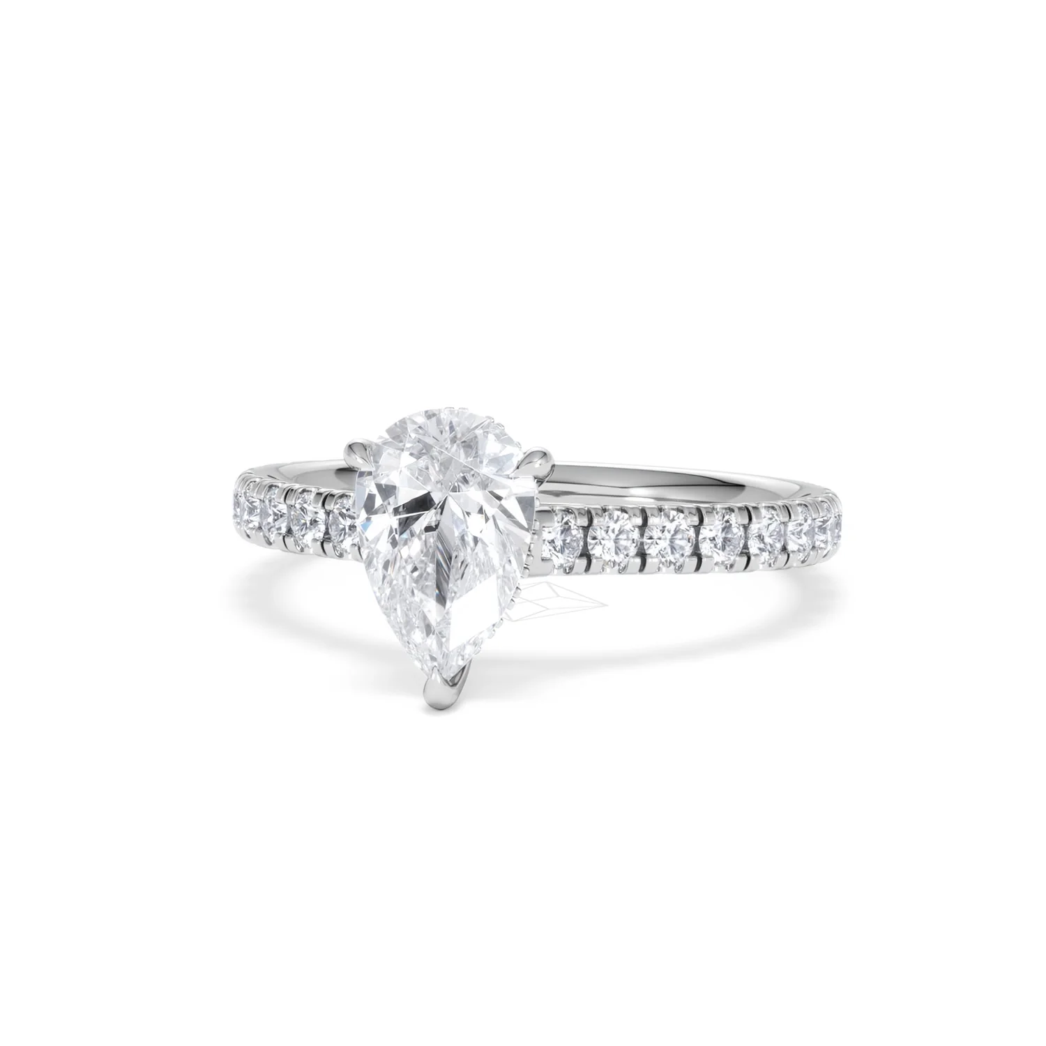 Amora Pear 1.47ct Hidden Halo Lab Diamond Engagement Ring With Side Stones Set in 18K Platinum - Image 85