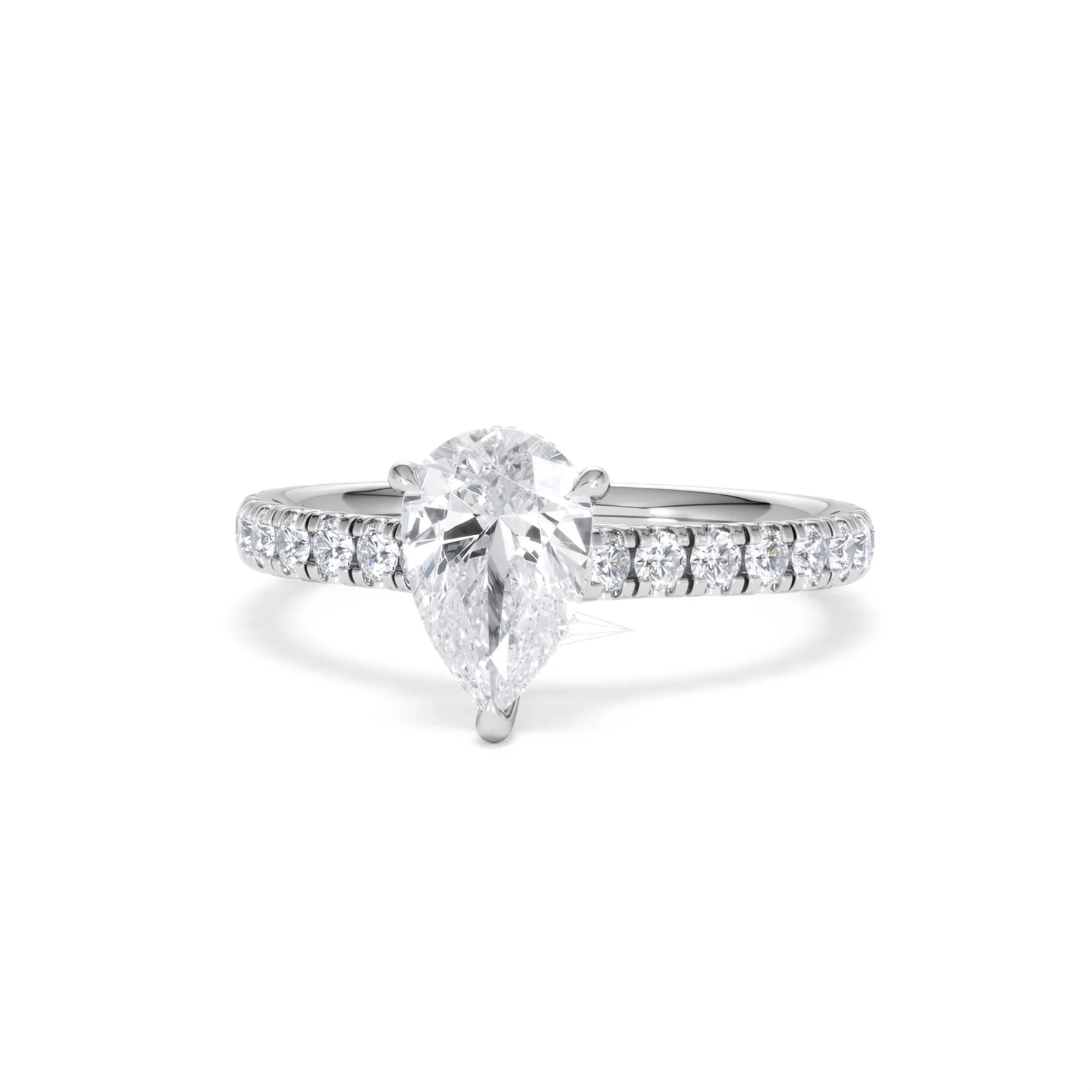 Amora Pear 1.47ct Hidden Halo Lab Diamond Engagement Ring With Side Stones Set in 18K Platinum - Image 86