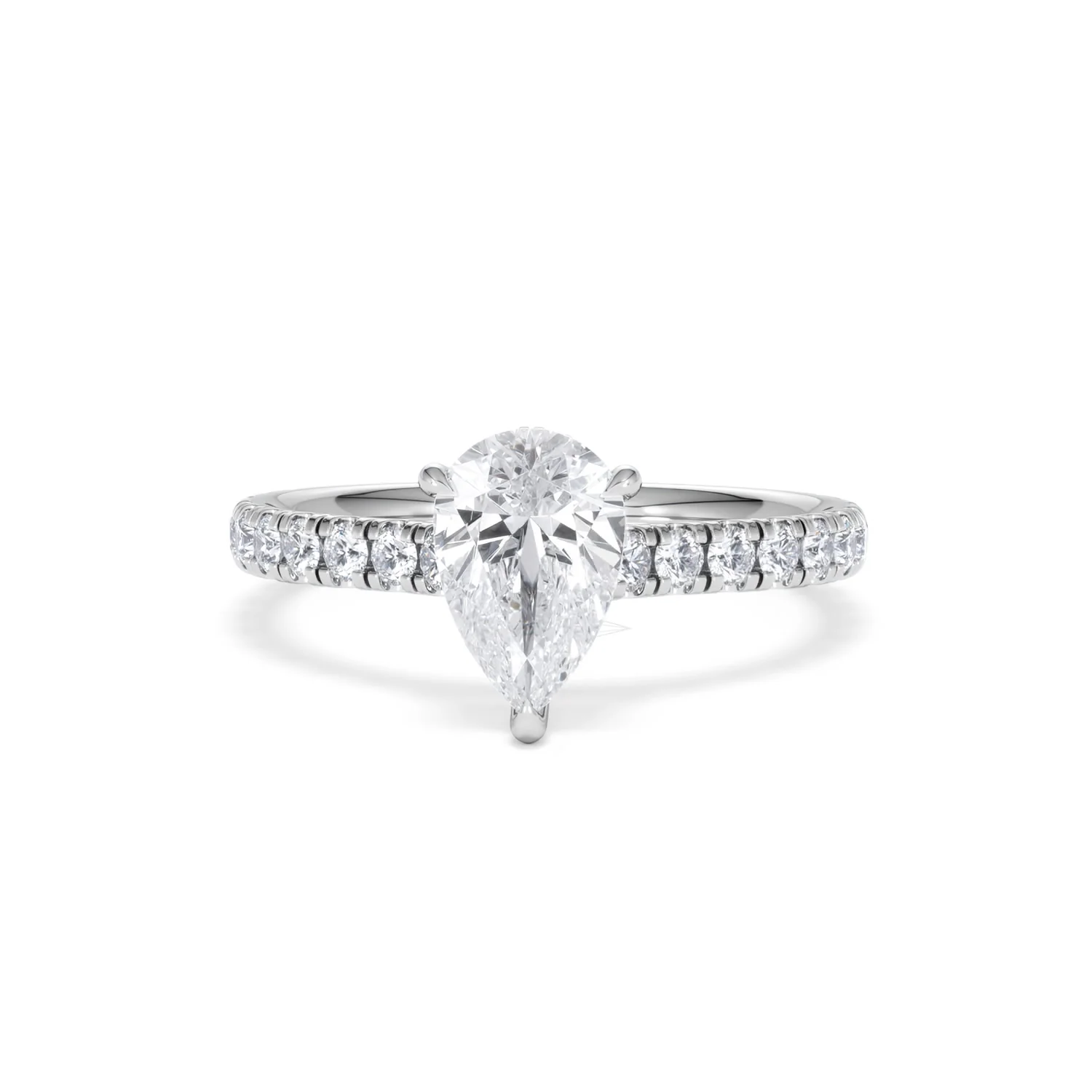Amora Pear 1.47ct Hidden Halo Lab Diamond Engagement Ring With Side Stones Set in 18K Platinum - Image 87