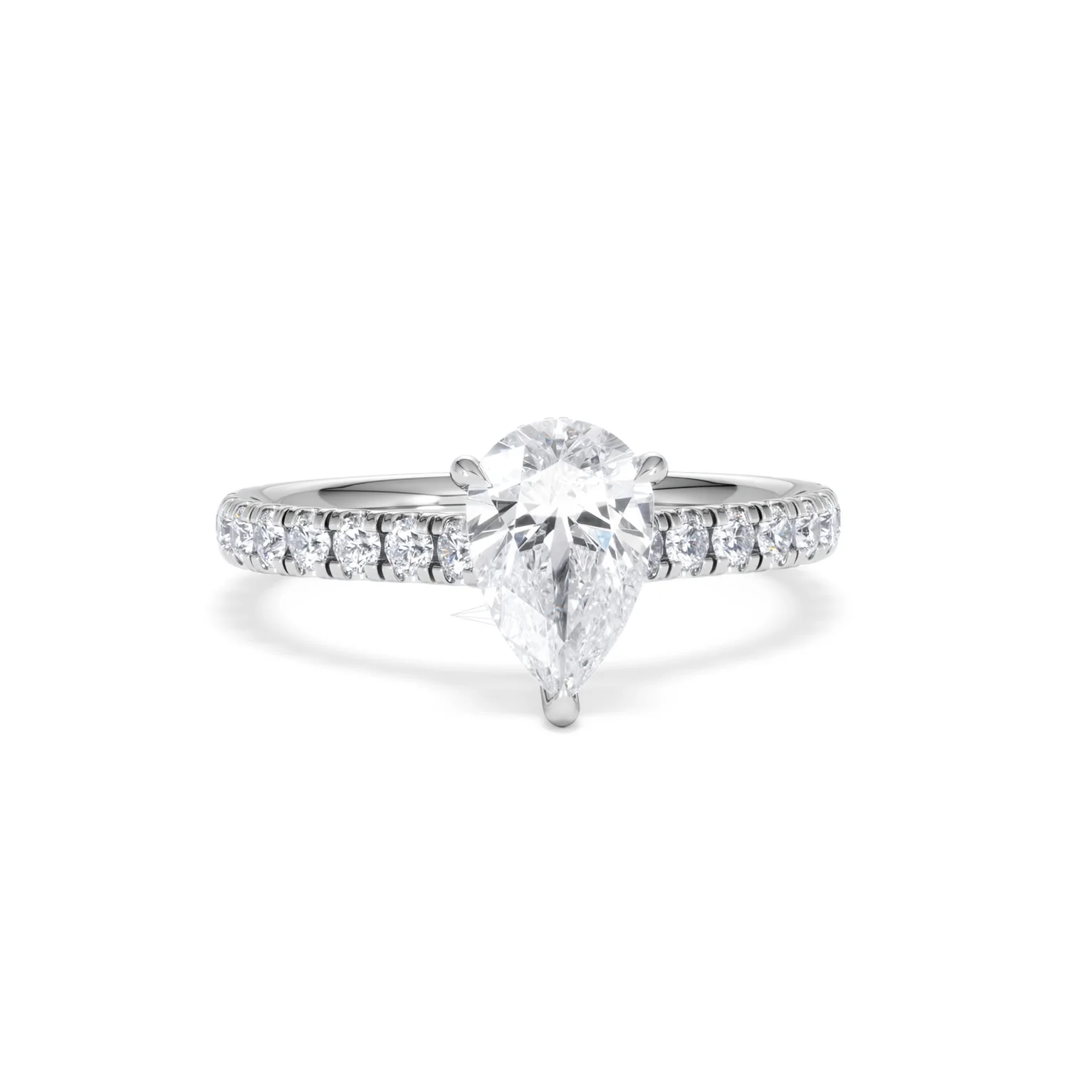 Amora Pear 1.47ct Hidden Halo Lab Diamond Engagement Ring With Side Stones Set in 18K Platinum - Image 9