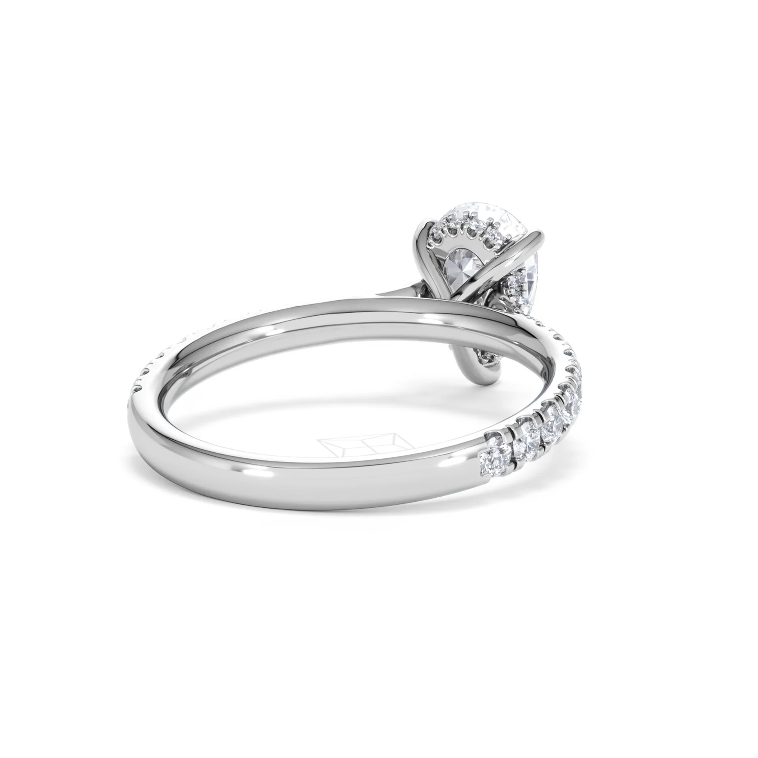 Amora Pear 1.47ct Hidden Halo Lab Diamond Engagement Ring With Side Stones Set in 18K White Gold - Image 42