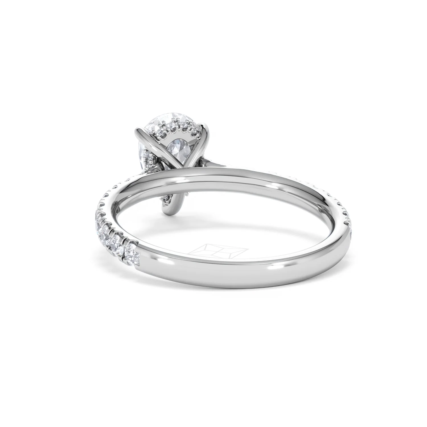 Amora Pear 1.47ct Hidden Halo Lab Diamond Engagement Ring With Side Stones Set in 18K White Gold - Image 52