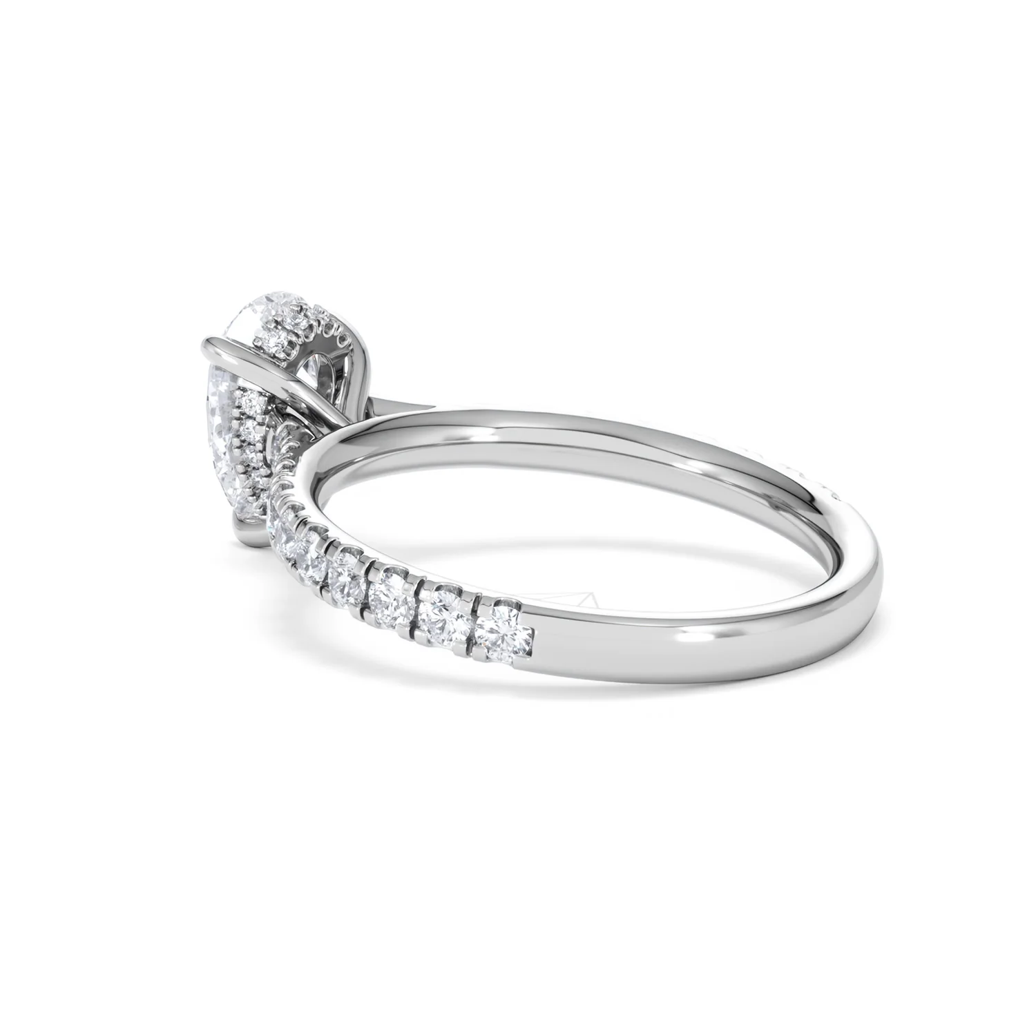 Amora Pear 1.47ct Hidden Halo Lab Diamond Engagement Ring With Side Stones Set in 18K White Gold - Image 59