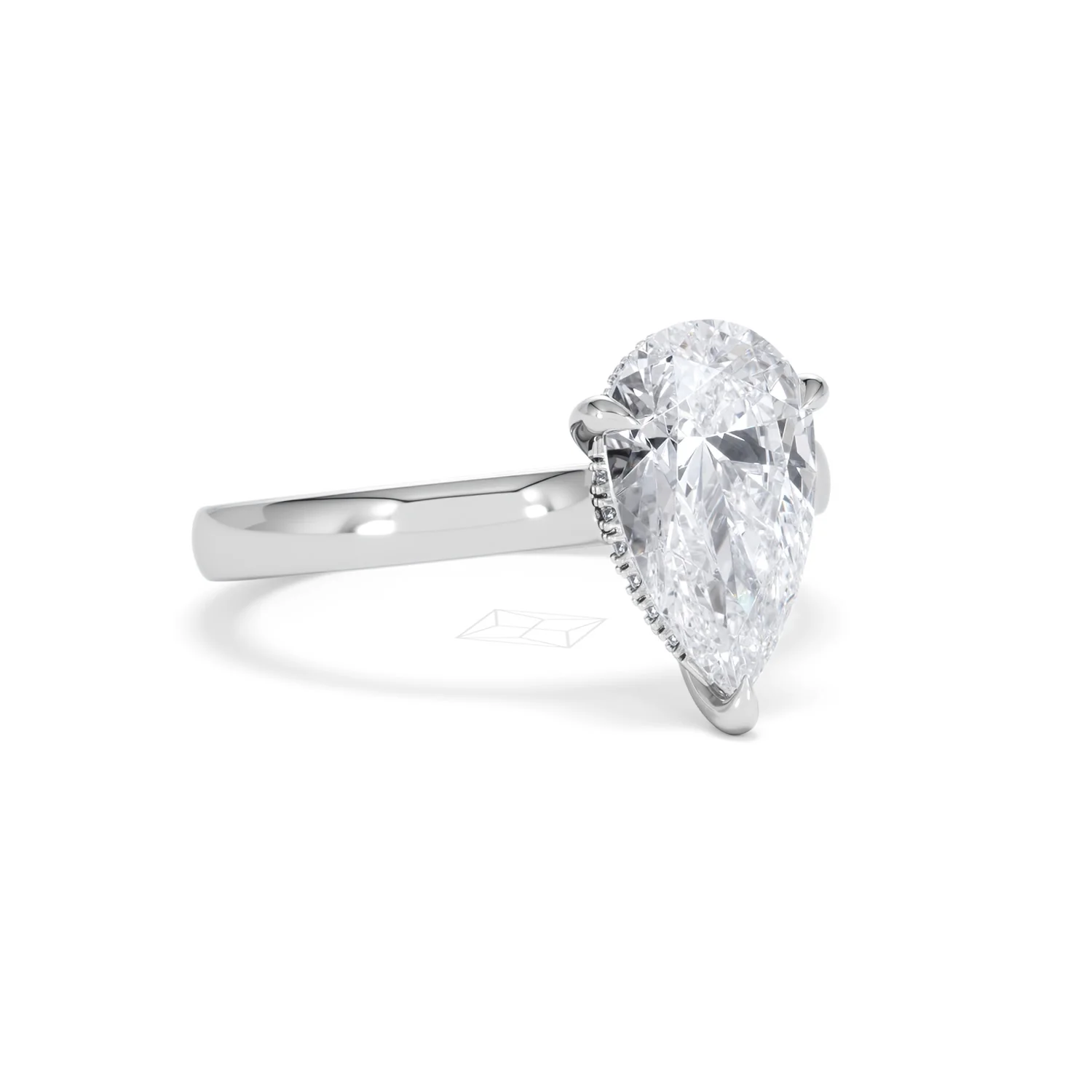 Amora Pear 2.09ct Hidden Halo Lab Diamond Engagement Ring F/VS Set in 18K White Gold - Image 14