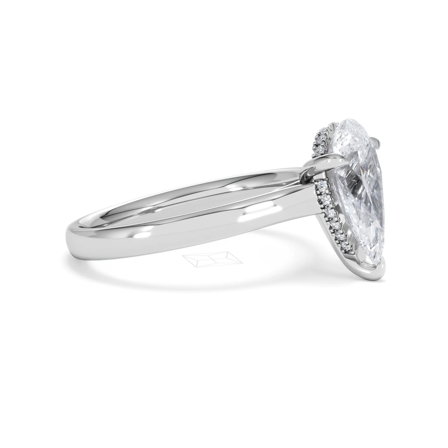Amora Pear 2.09ct Hidden Halo Lab Diamond Engagement Ring F/VS Set in 18K White Gold - Image 22