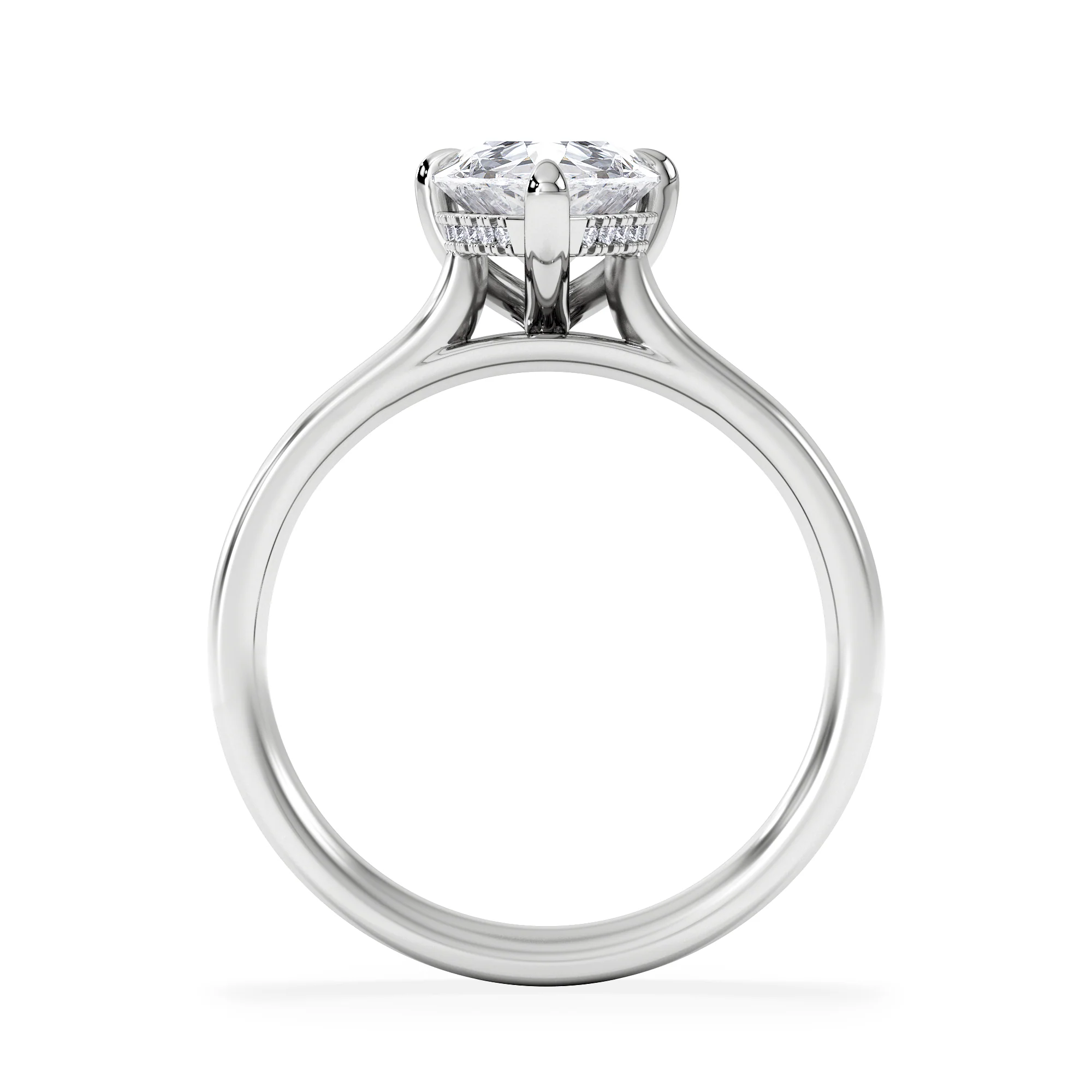 Amora Pear 2.09ct Hidden Halo Lab Diamond Engagement Ring F/VS Set in 18K White Gold - Image 3