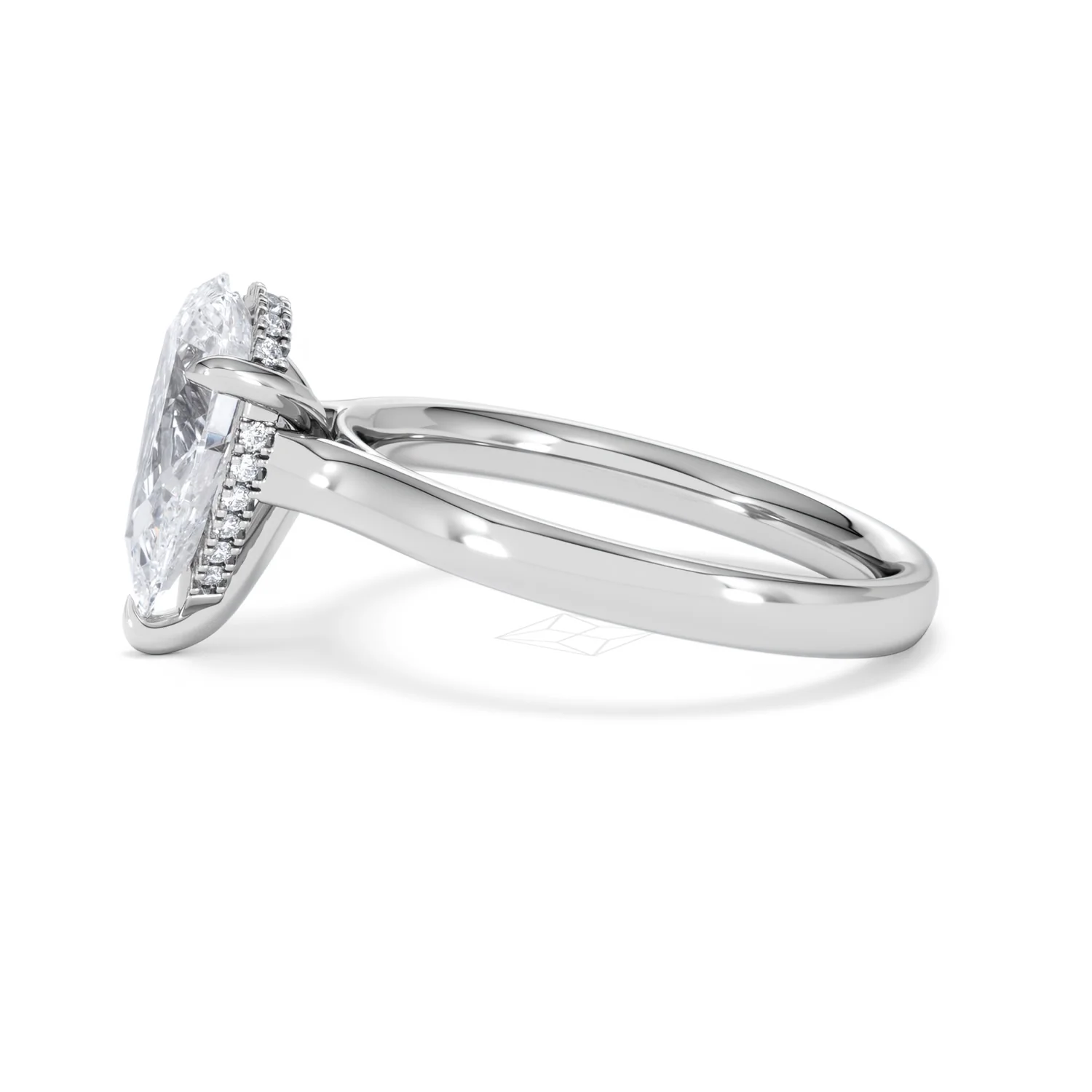 Amora Pear 2.09ct Hidden Halo Lab Diamond Engagement Ring F/VS Set in 18K White Gold - Image 70