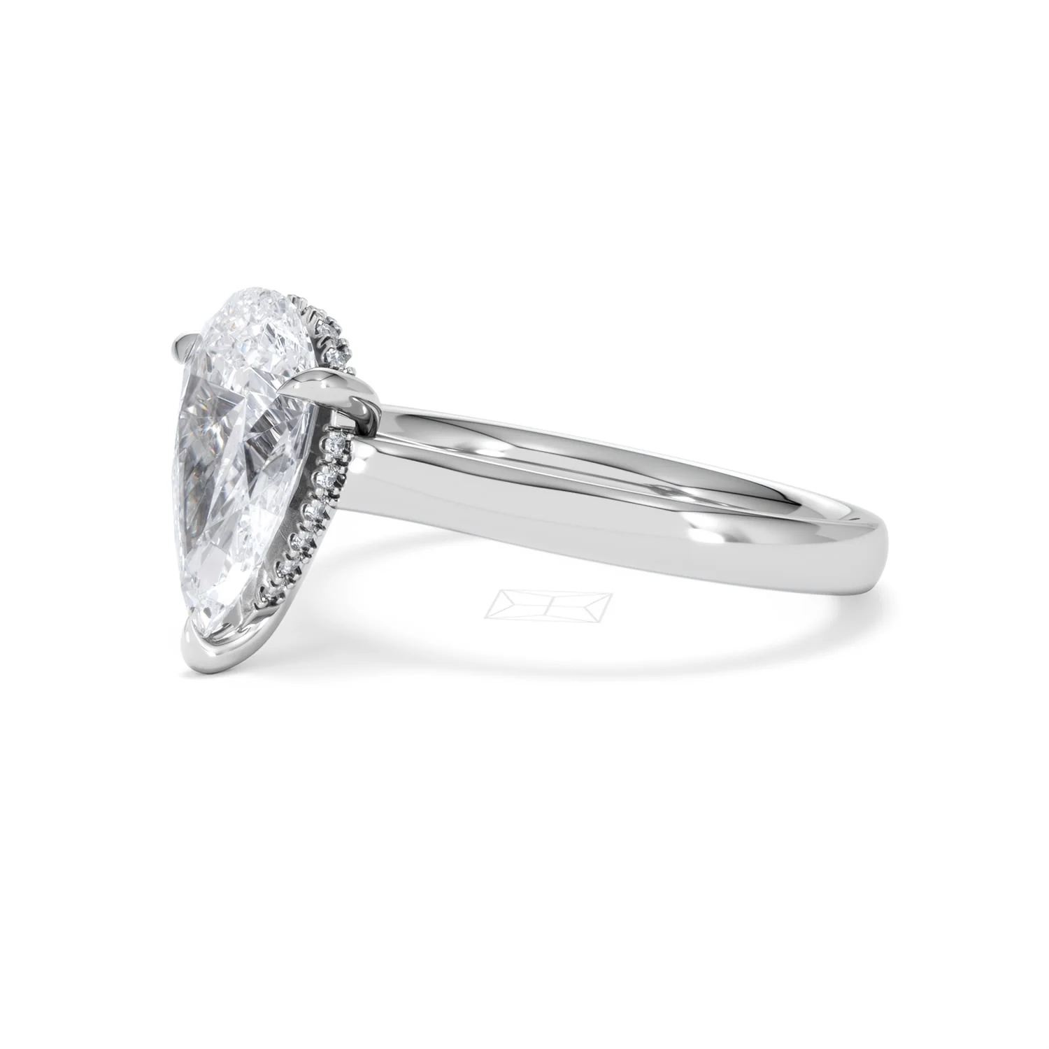 Amora Pear 2.09ct Hidden Halo Lab Diamond Engagement Ring F/VS Set in 18K White Gold - Image 76