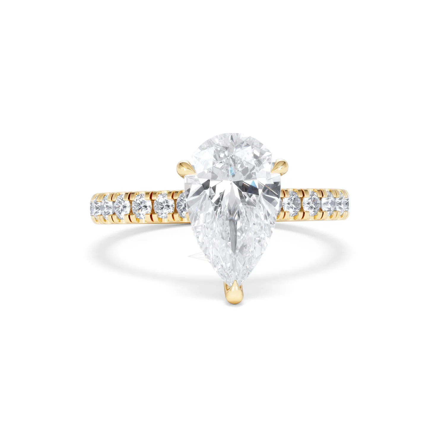 Amora Pear 2.55ct Hidden Halo Lab Diamond Engagement Ring With Side Stones Set in 18K Gold - Image 10