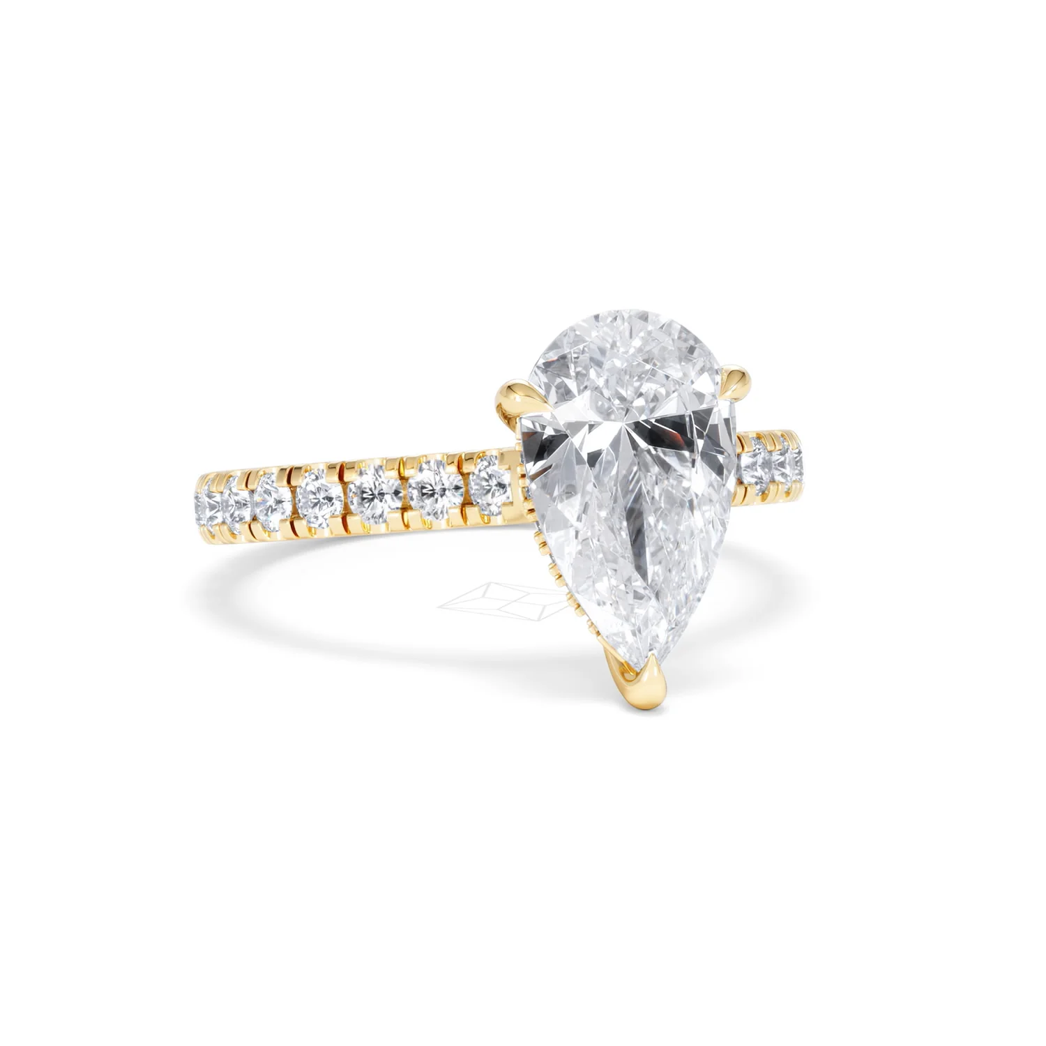 Amora Pear 2.55ct Hidden Halo Lab Diamond Engagement Ring With Side Stones Set in 18K Gold - Image 13