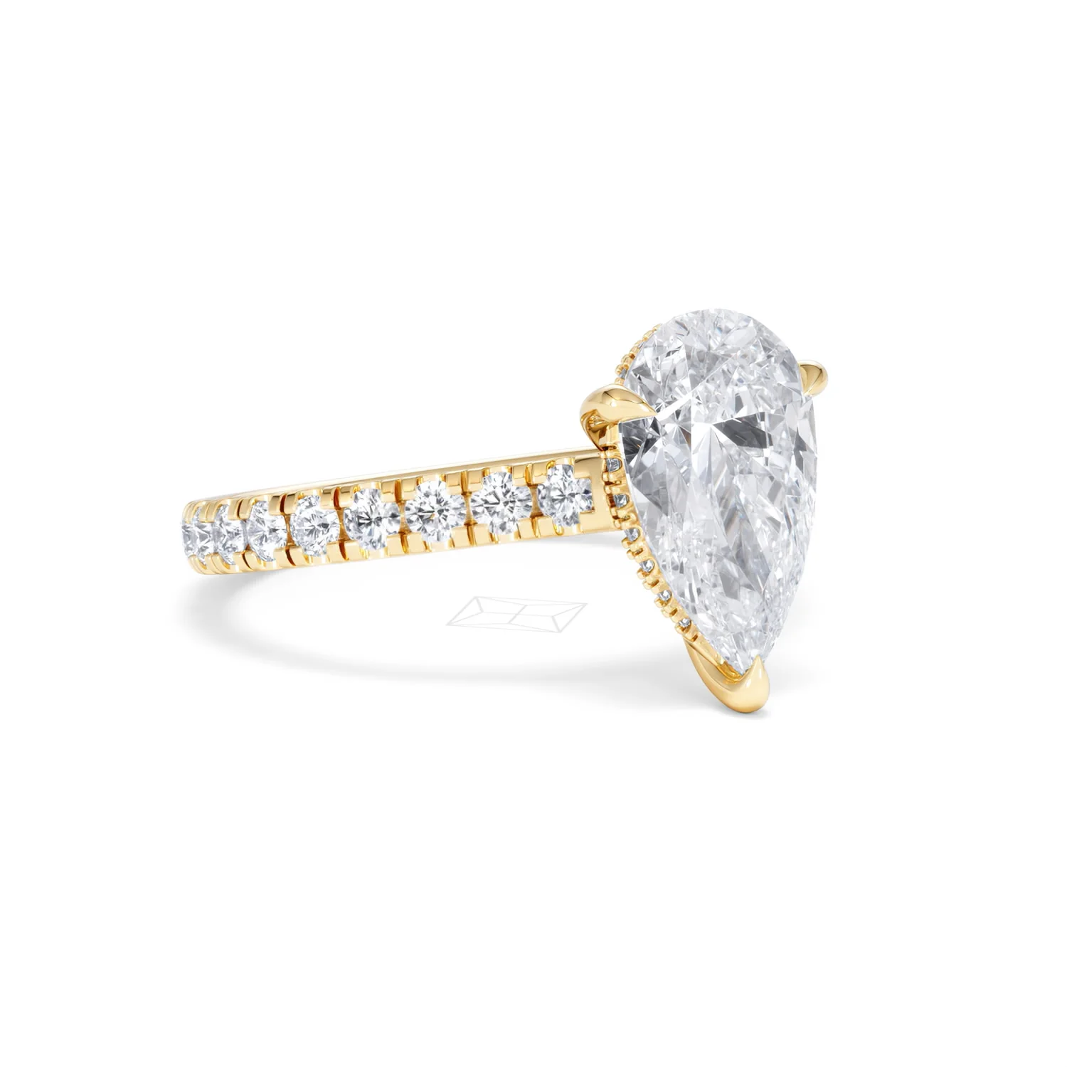 Amora Pear 2.55ct Hidden Halo Lab Diamond Engagement Ring With Side Stones Set in 18K Gold - Image 16
