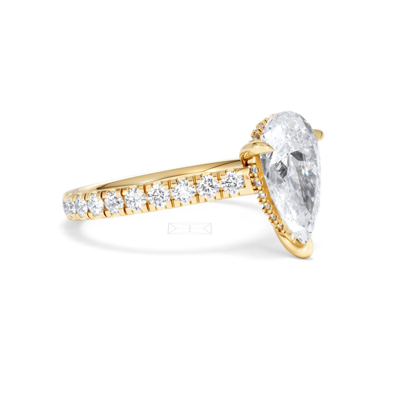 Amora Pear 2.55ct Hidden Halo Lab Diamond Engagement Ring With Side Stones Set in 18K Gold - Image 19