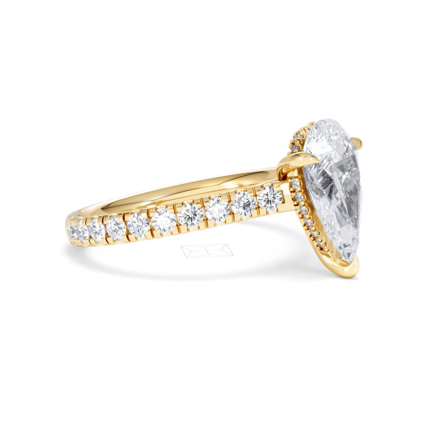 Amora Pear 2.55ct Hidden Halo Lab Diamond Engagement Ring With Side Stones Set in 18K Gold - Image 21