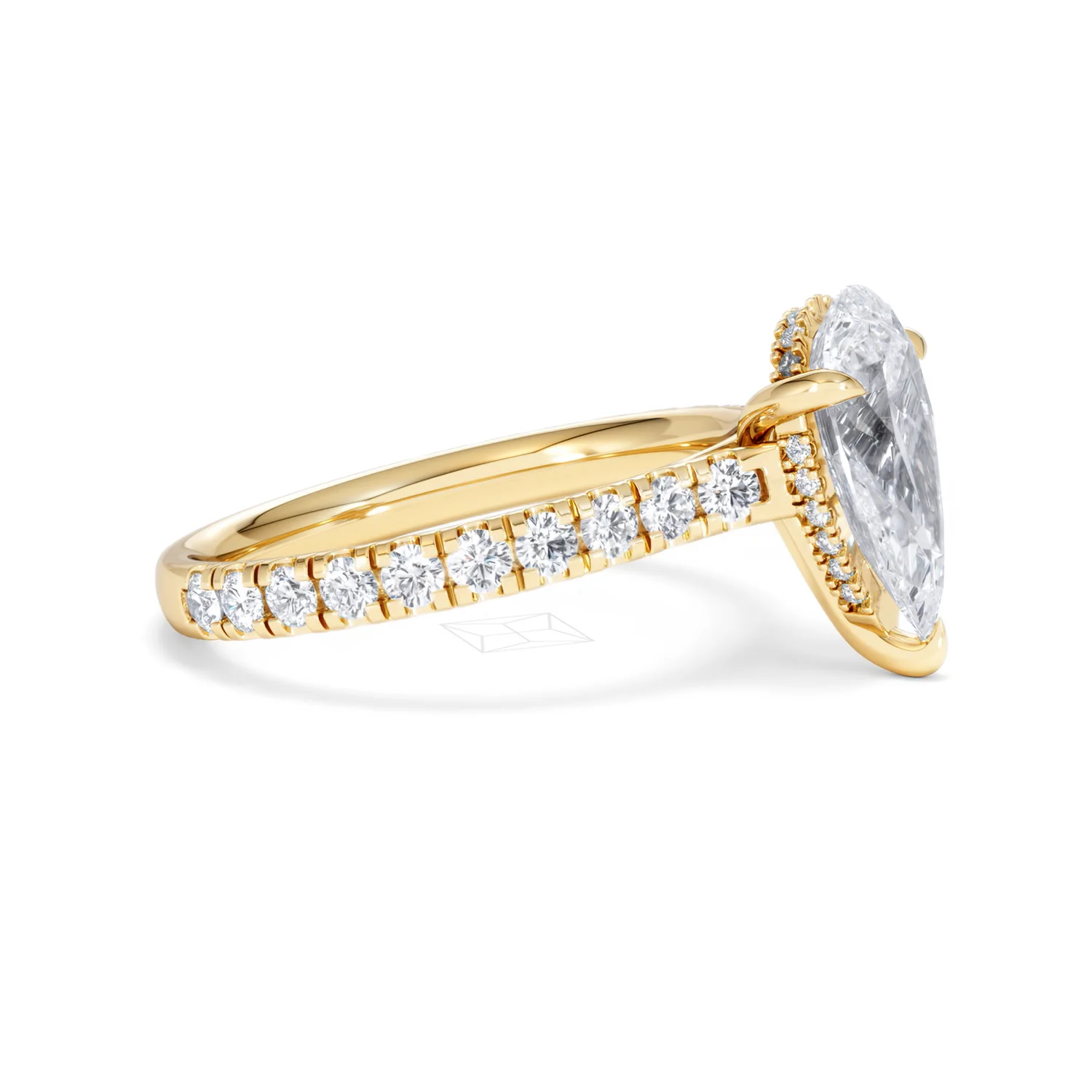 Amora Pear 2.55ct Hidden Halo Lab Diamond Engagement Ring With Side Stones Set in 18K Gold - Image 24