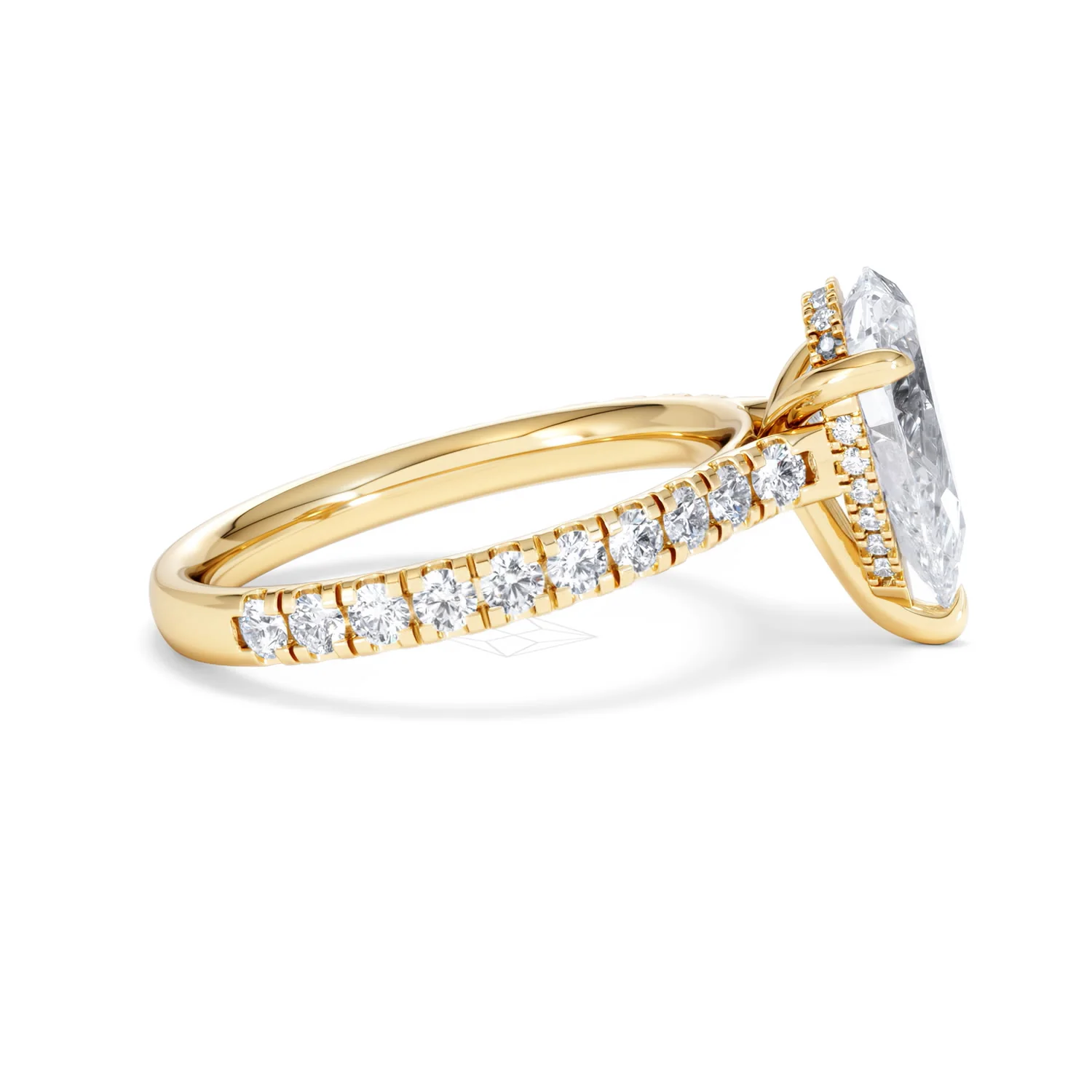 Amora Pear 2.55ct Hidden Halo Lab Diamond Engagement Ring With Side Stones Set in 18K Gold - Image 28
