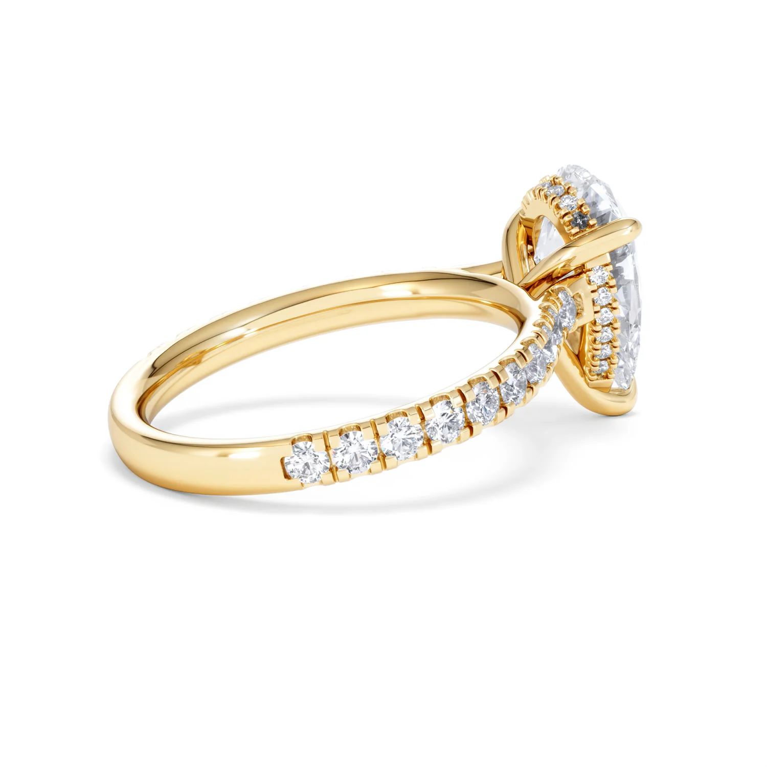 Amora Pear 2.55ct Hidden Halo Lab Diamond Engagement Ring With Side Stones Set in 18K Gold - Image 35