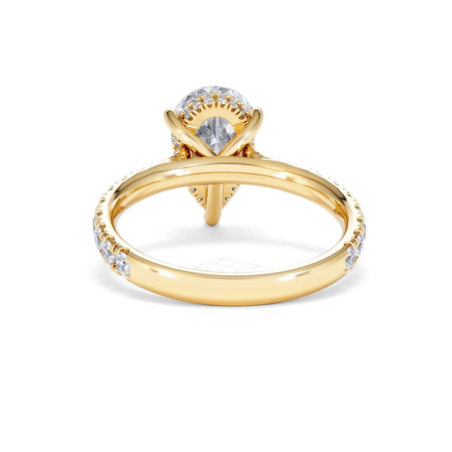 Amora Pear 2.55ct Hidden Halo Lab Diamond Engagement Ring With Side Stones Set in 18K Gold - Image 50